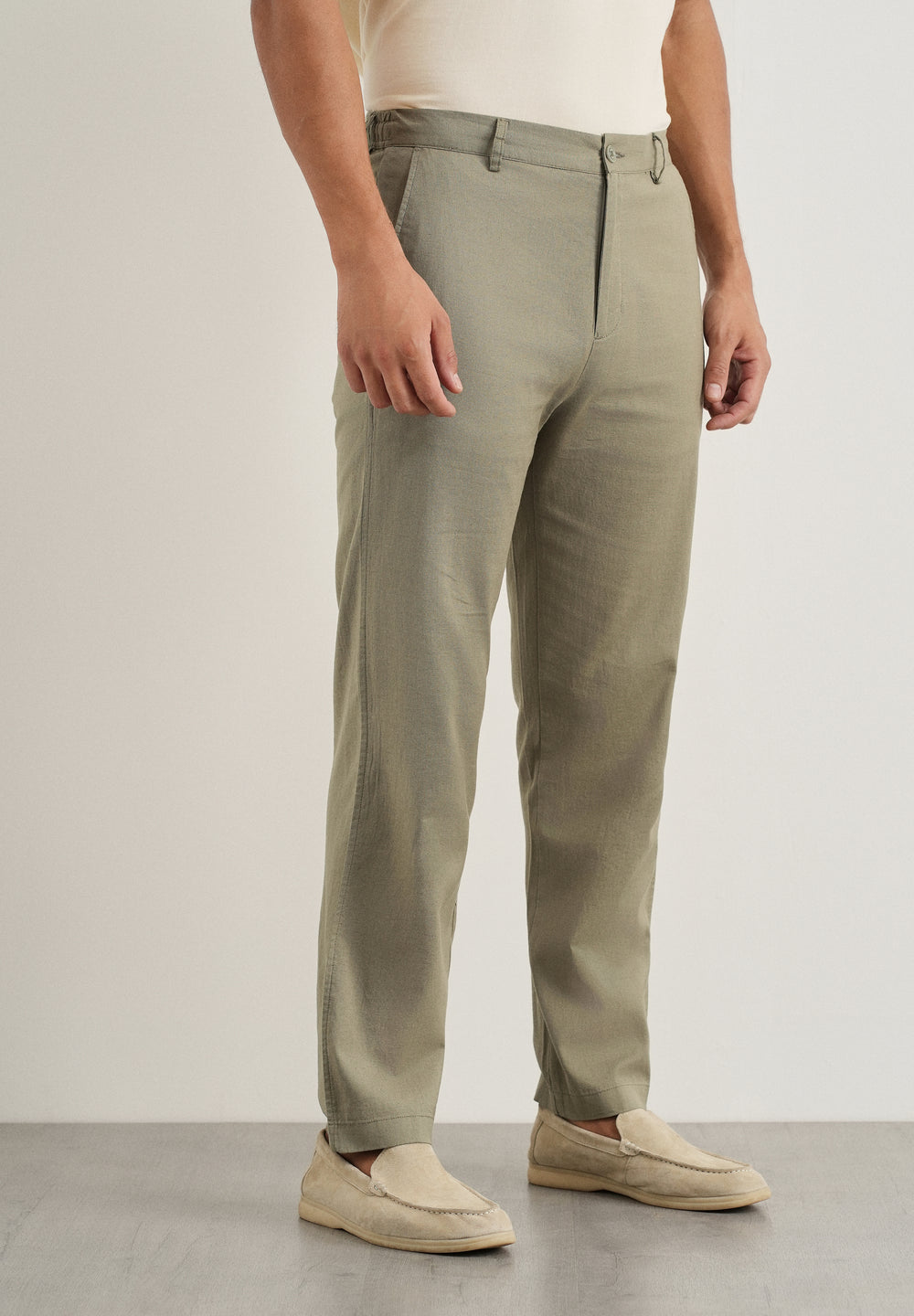 Sage Cotton Linen Regular Fit Pant