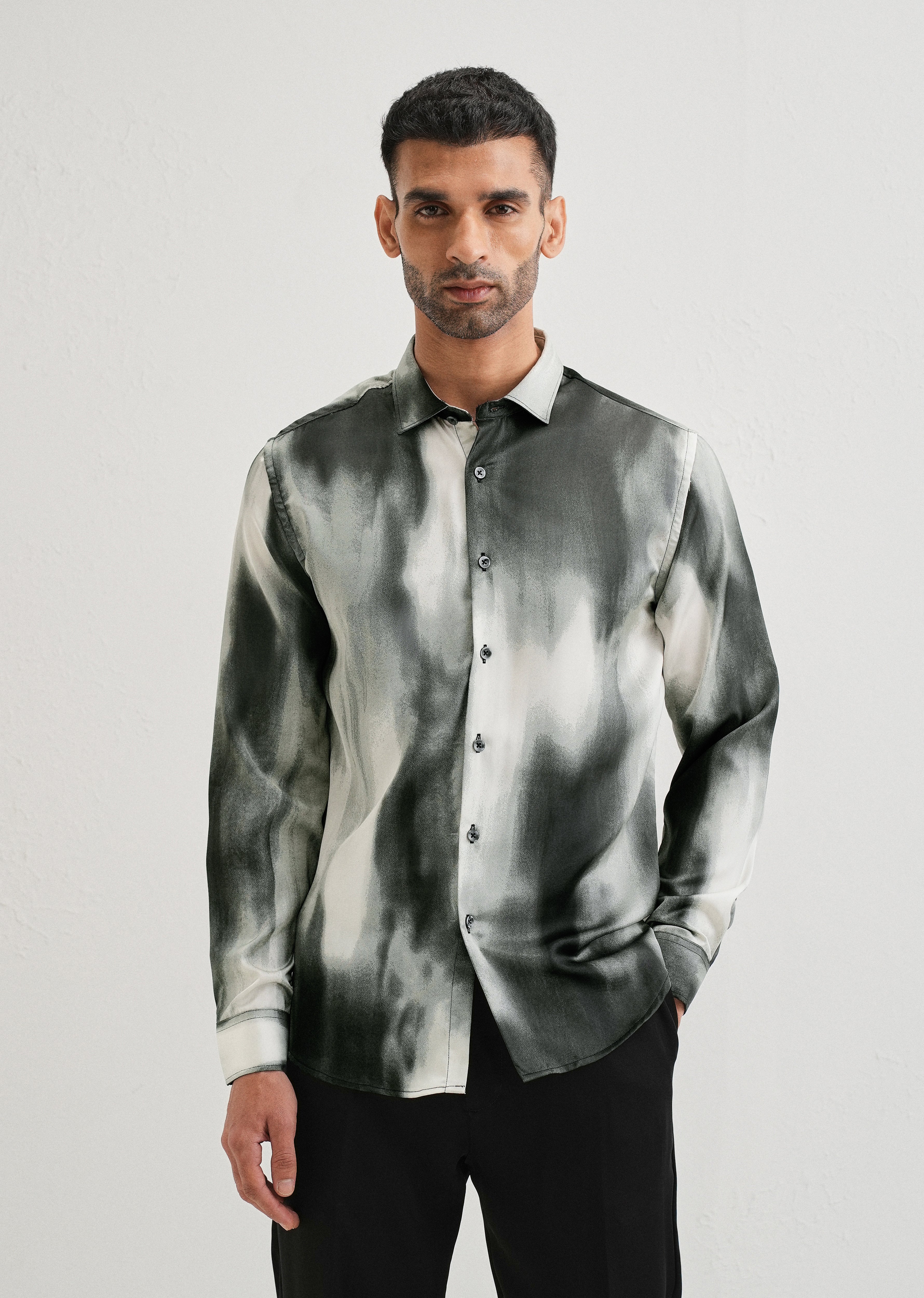 Sage Green Abstract Printed Shirt