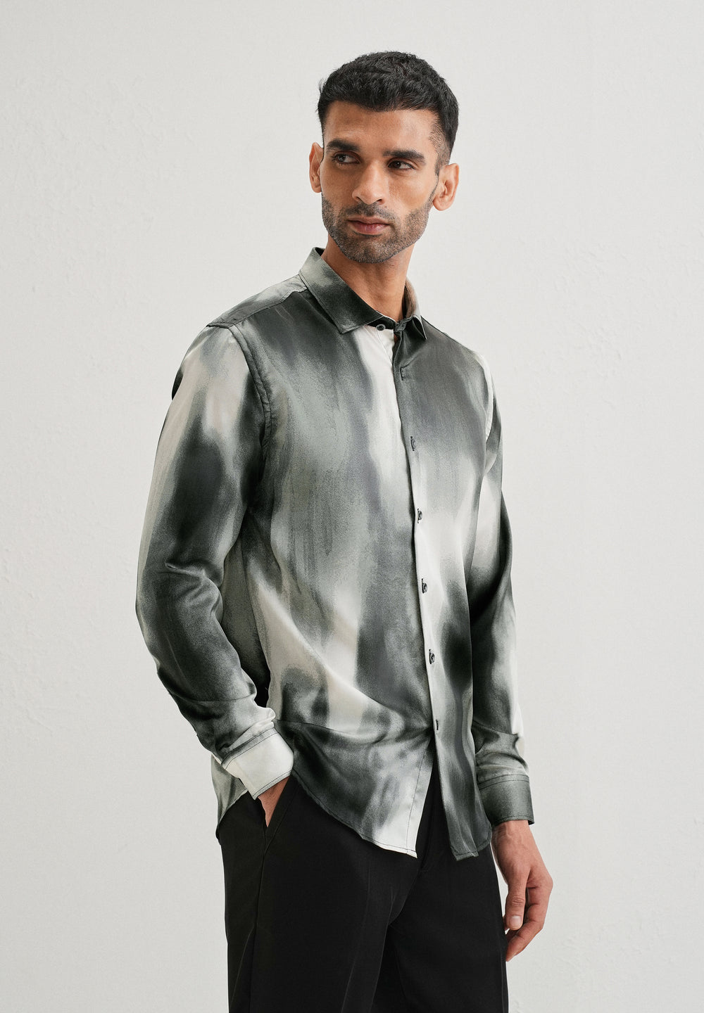 Sage Green Abstract Printed Shirt