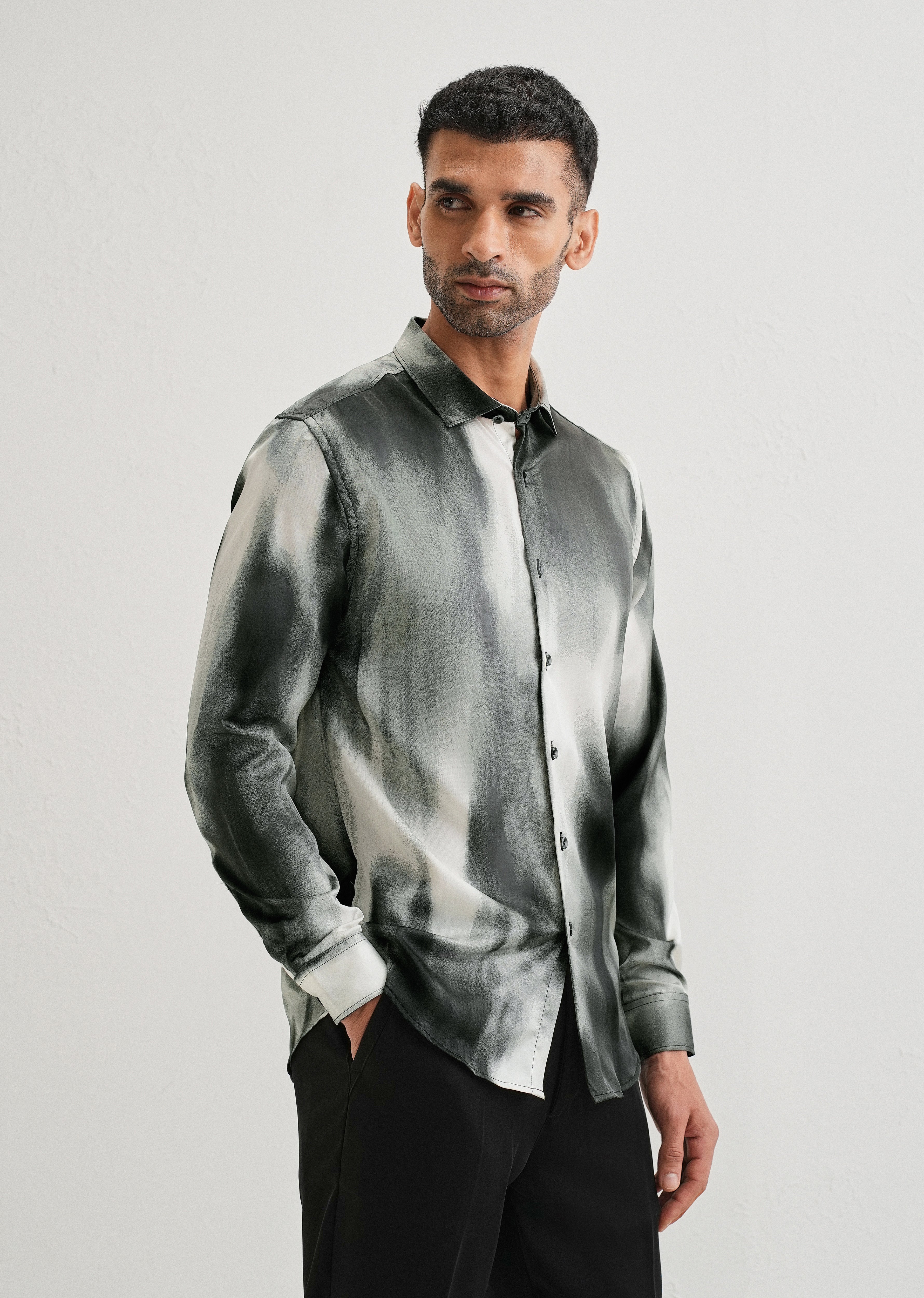 Sage Green Abstract Printed Shirt