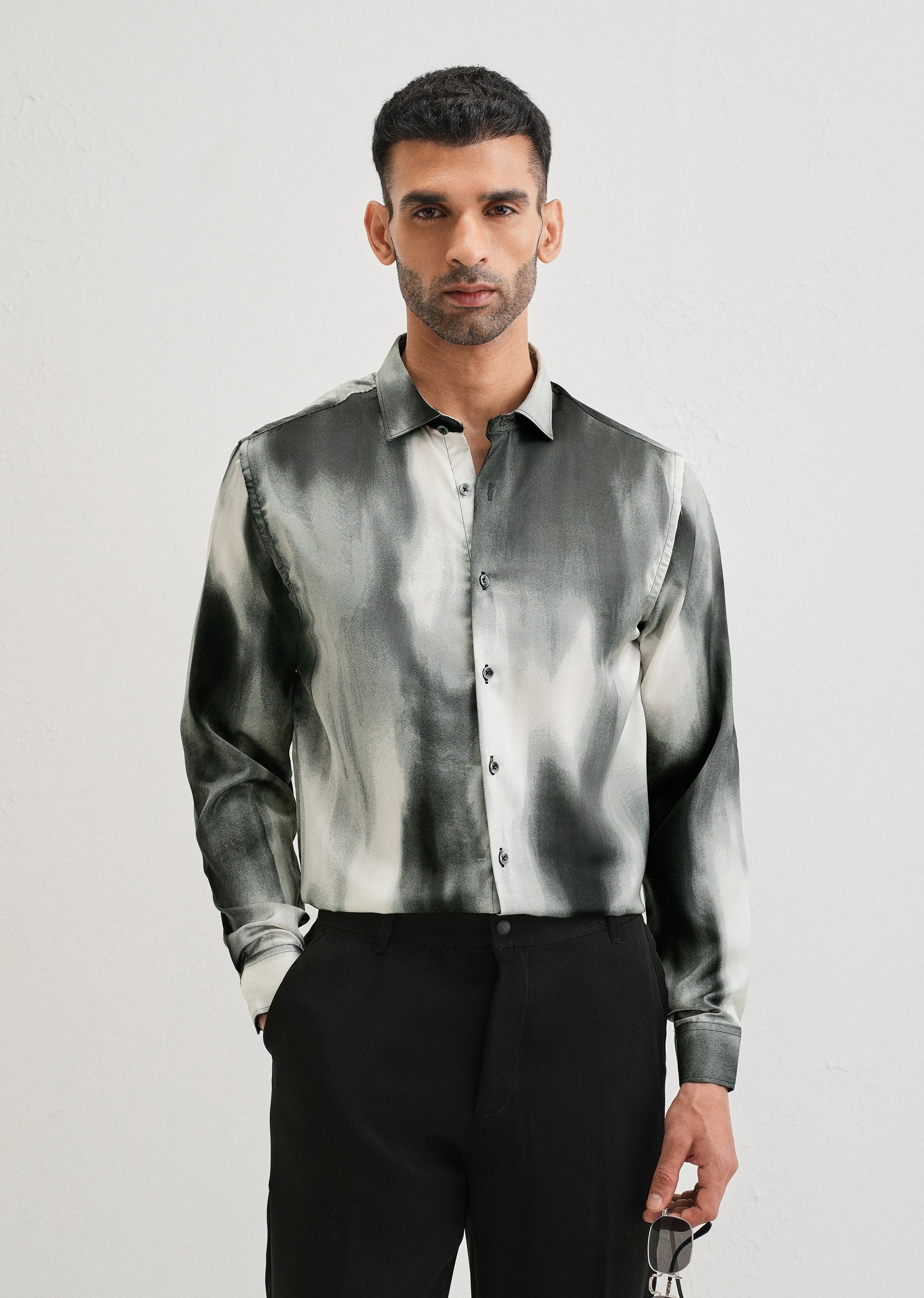 Sage Green Abstract Printed Shirt