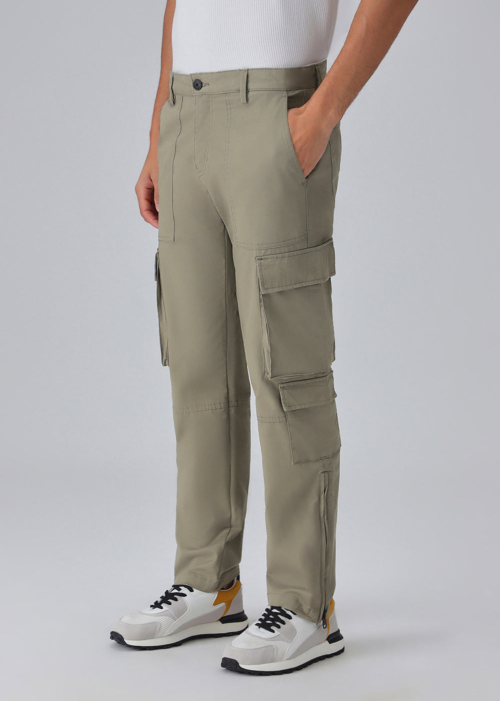 Olive Zipper Cargo Pant