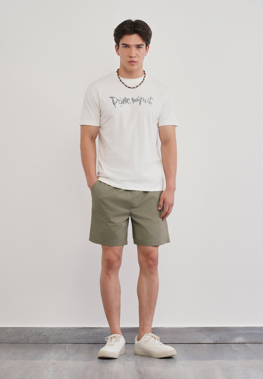 Sage Green Drawstring Cotton Shorts