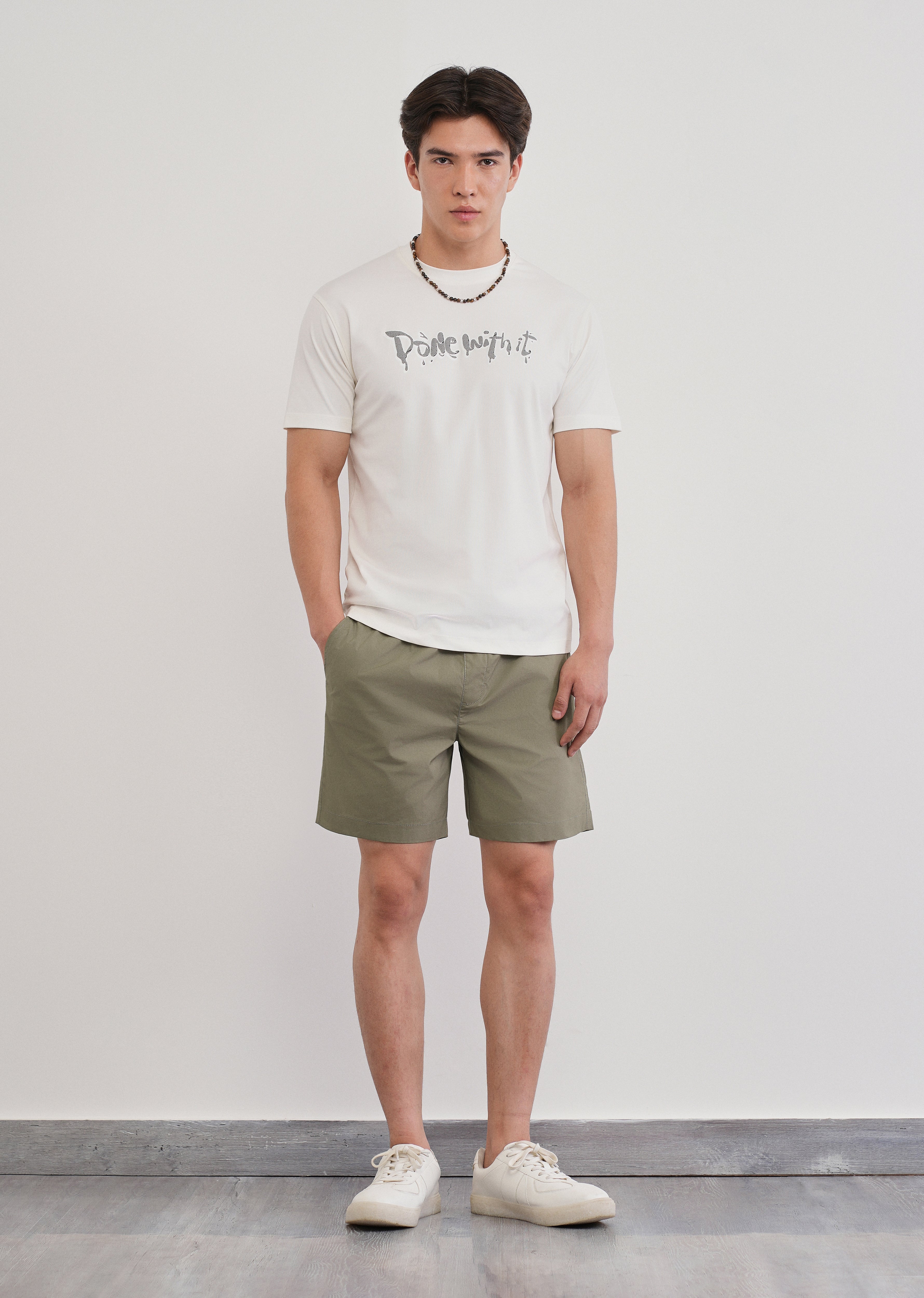 Sage Green Drawstring Cotton Shorts