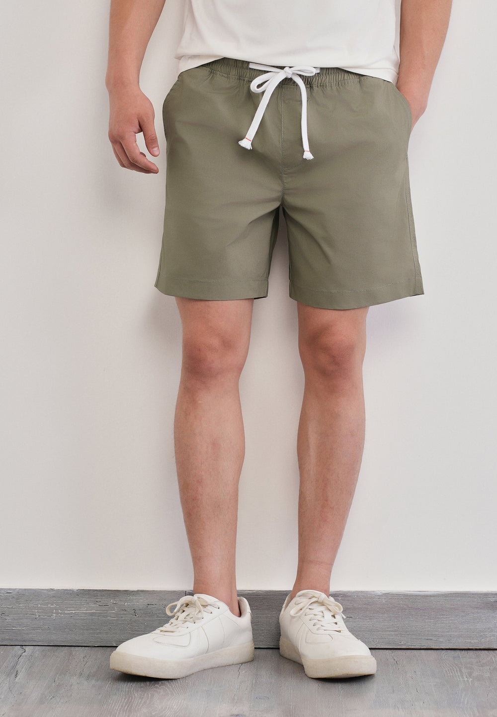 Sage Green Drawstring Cotton Shorts