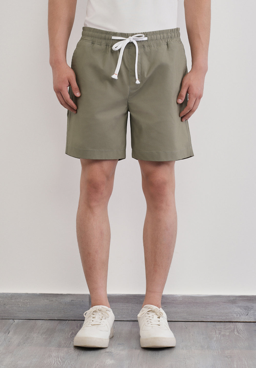 Sage Green Drawstring Cotton Shorts