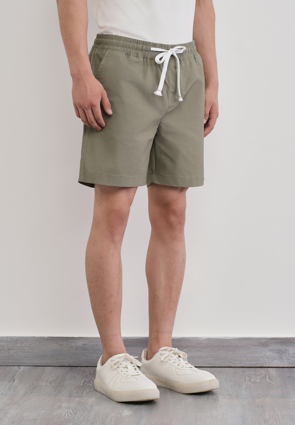 Sage Green Drawstring Cotton Shorts