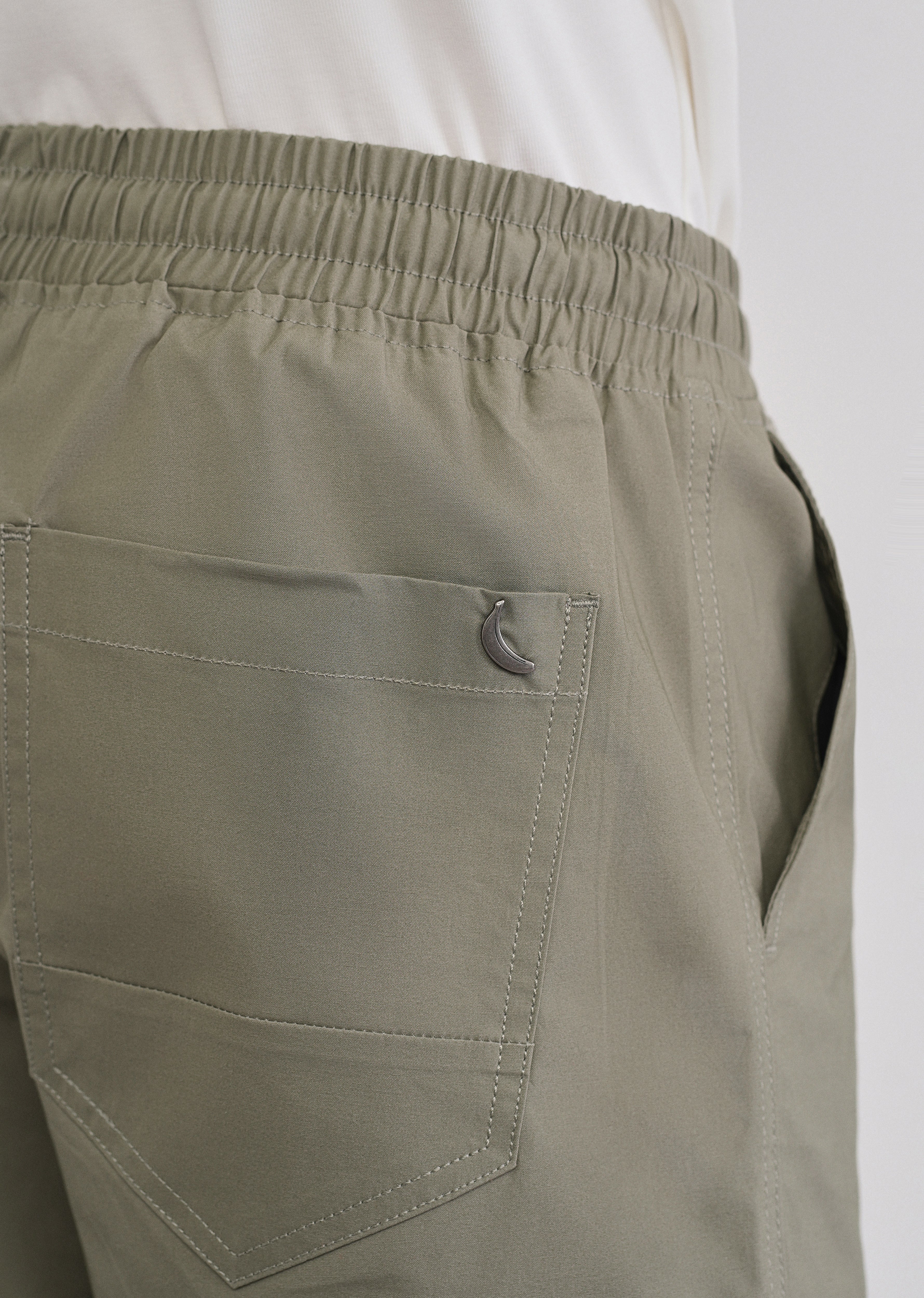 Sage Green Drawstring Cotton Shorts