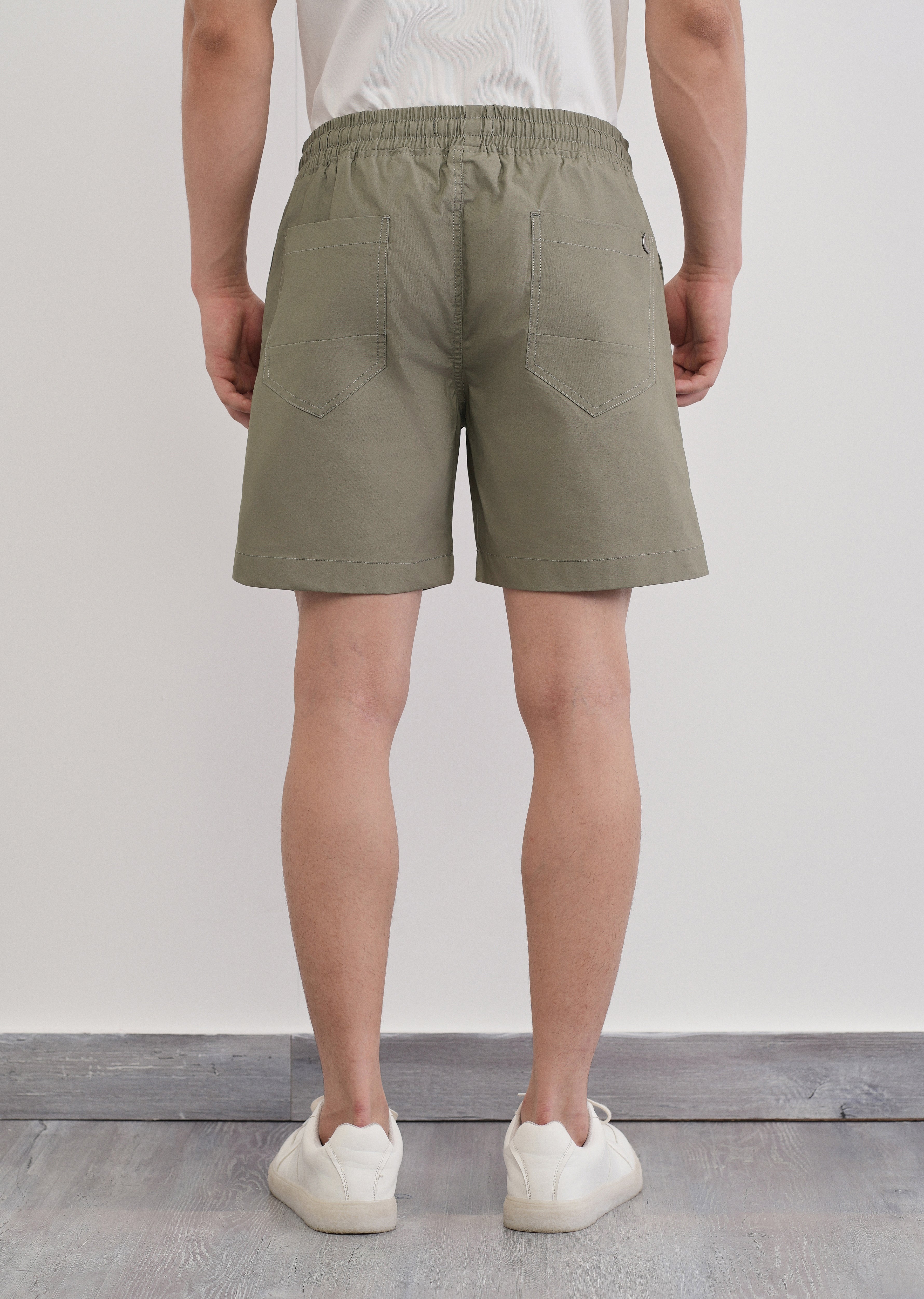 Sage Green Drawstring Cotton Shorts