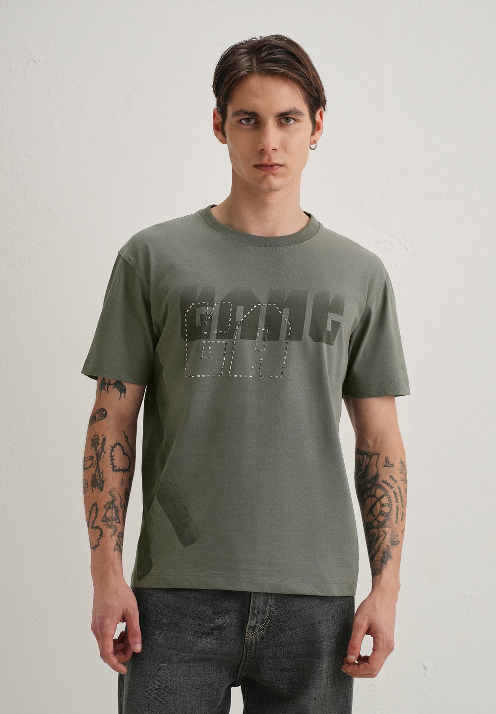 Sage Green Embellished T-Shirt