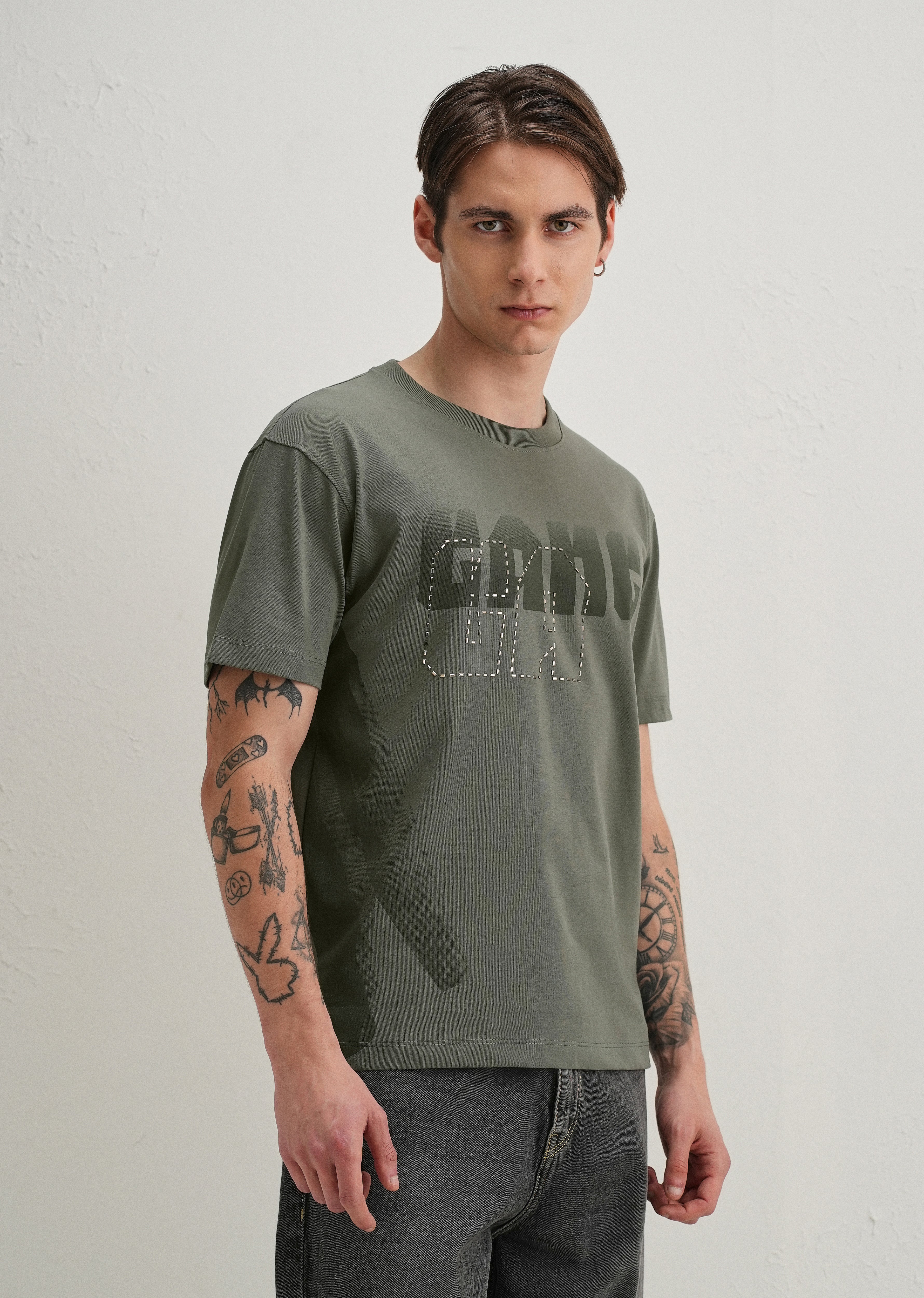 Sage Green Embellished T-Shirt