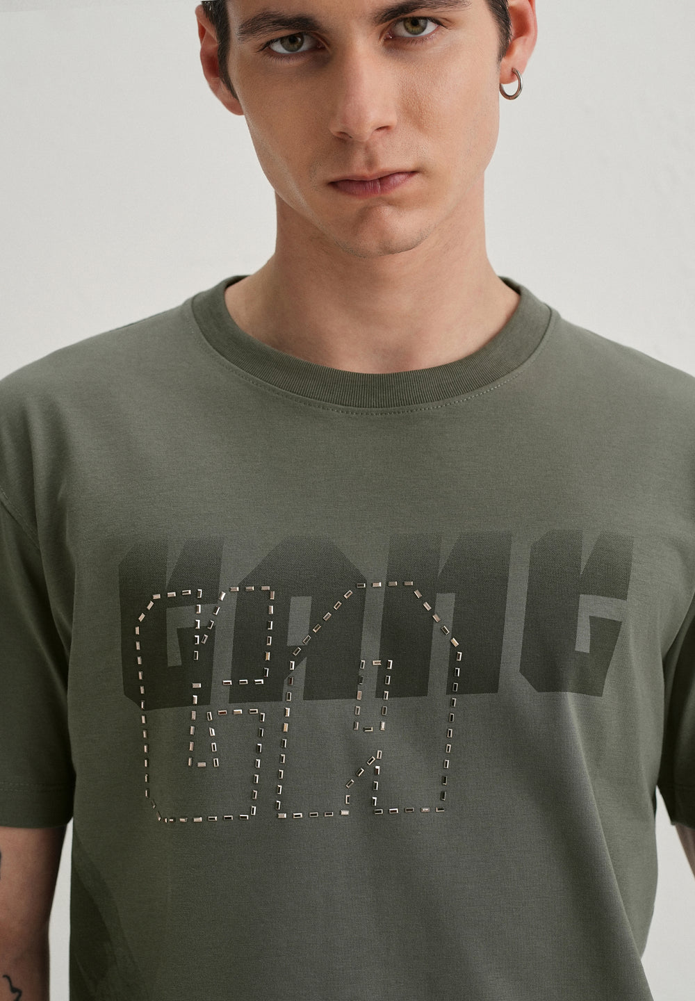 Sage Green Embellished T-Shirt