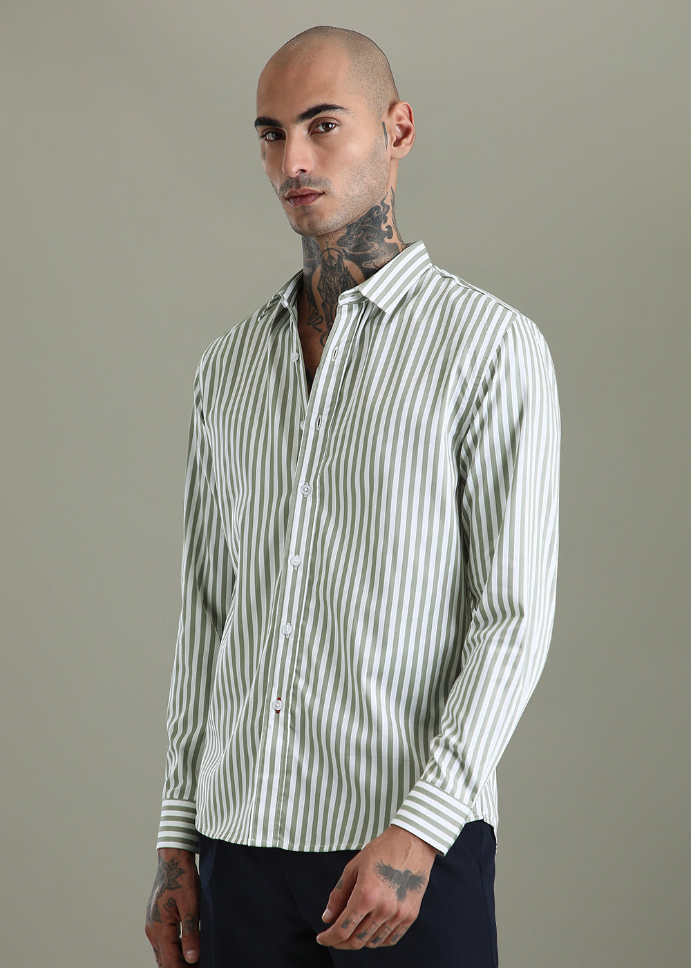 Sage Green Pin Stripe Shirt