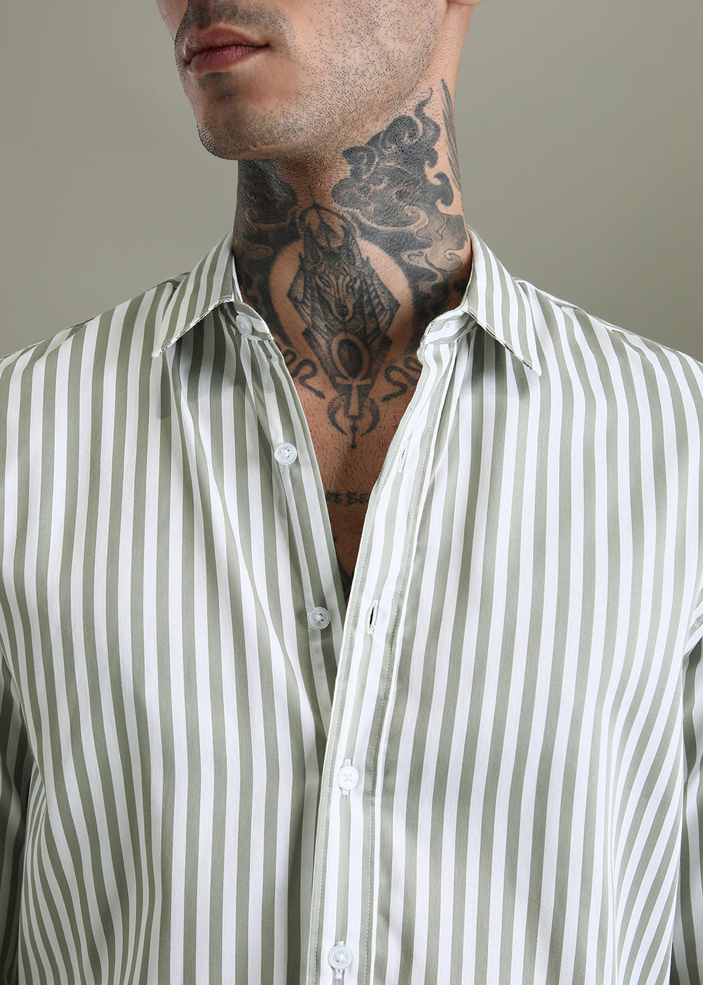 Sage Green Pin Stripe Shirt