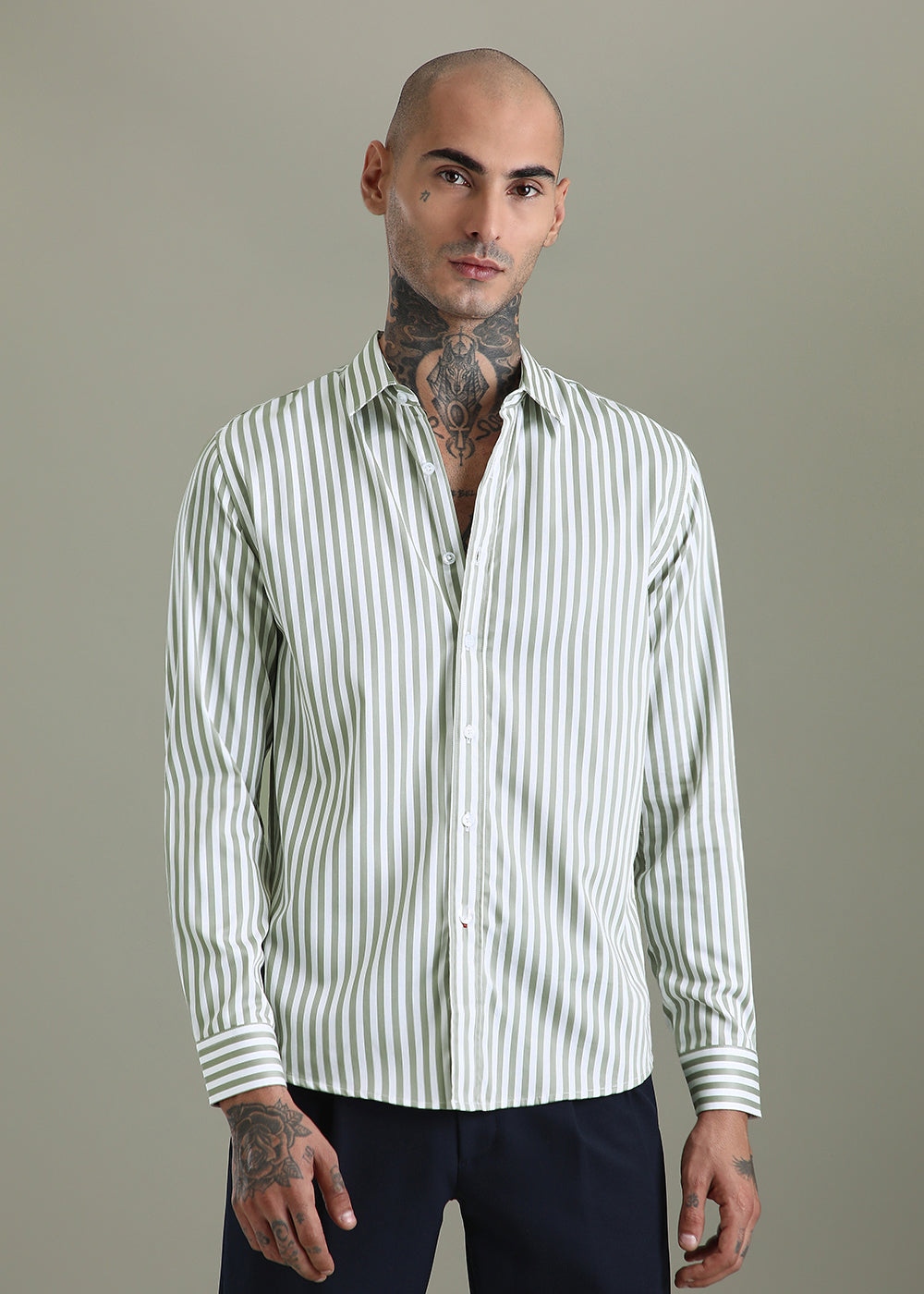 Sage Green Pin Stripe Shirt