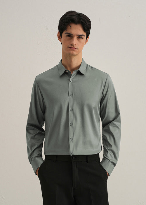 Sage Green Plain Stitchless Placket Shirt