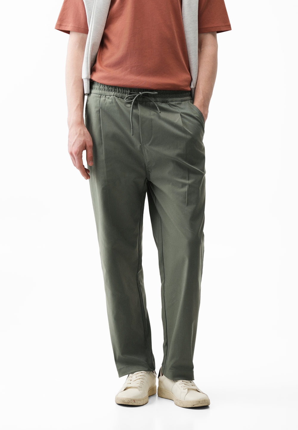 Sage Green Relaxed Drawstring Trouser