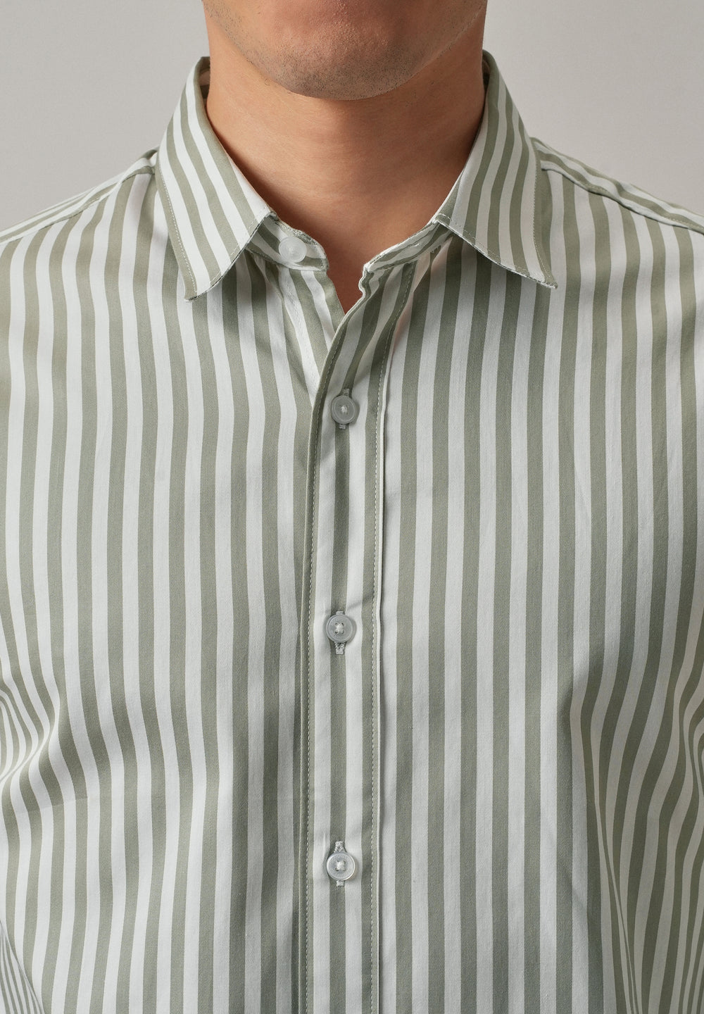 Sage Green Satin Pin Stripe Shirt