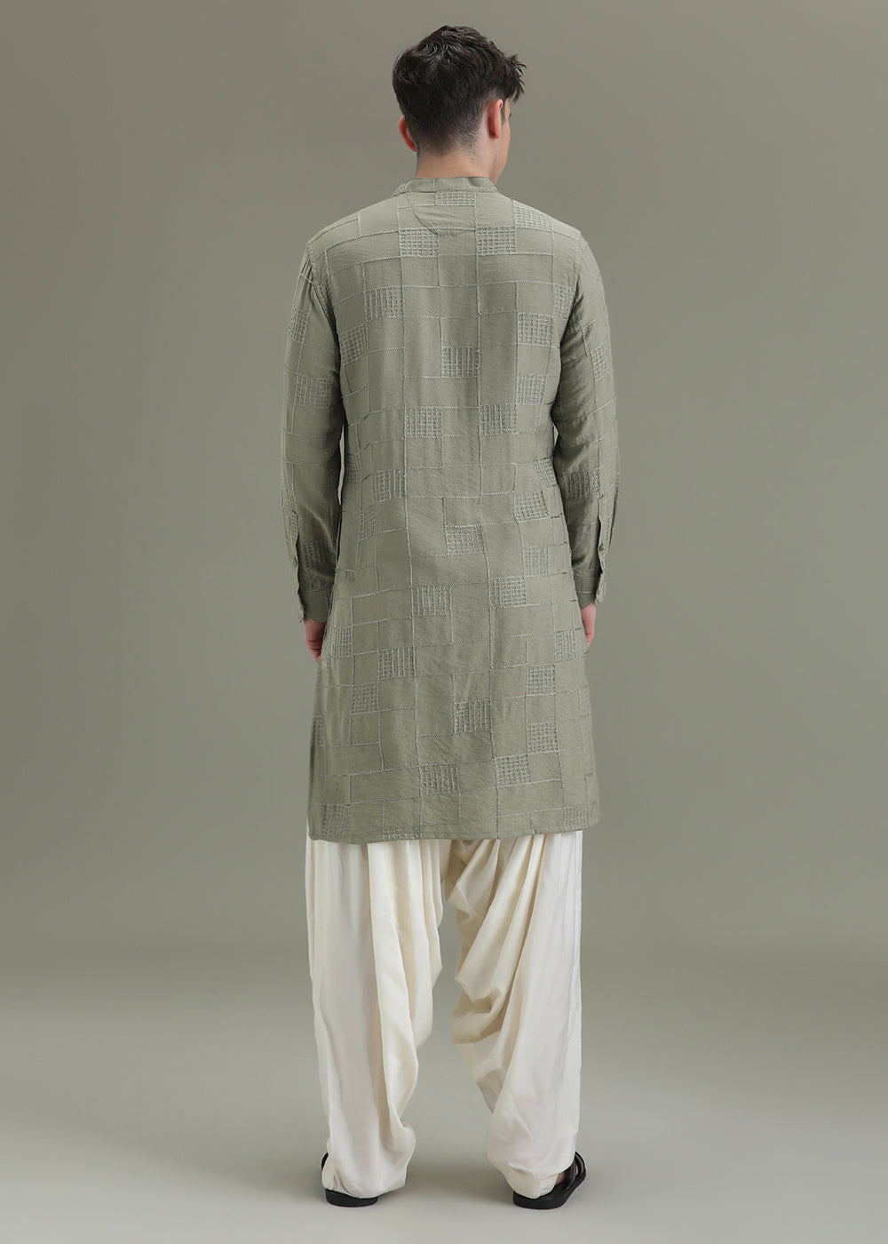 Sage Green Self Embroidered Kurta