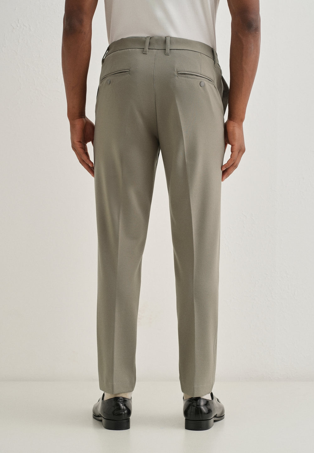 Sage Green Semi Elasticated Slim Fit Trouser