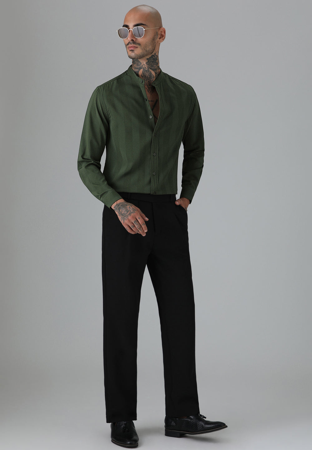 Sage Green Shein Patterned Shirt