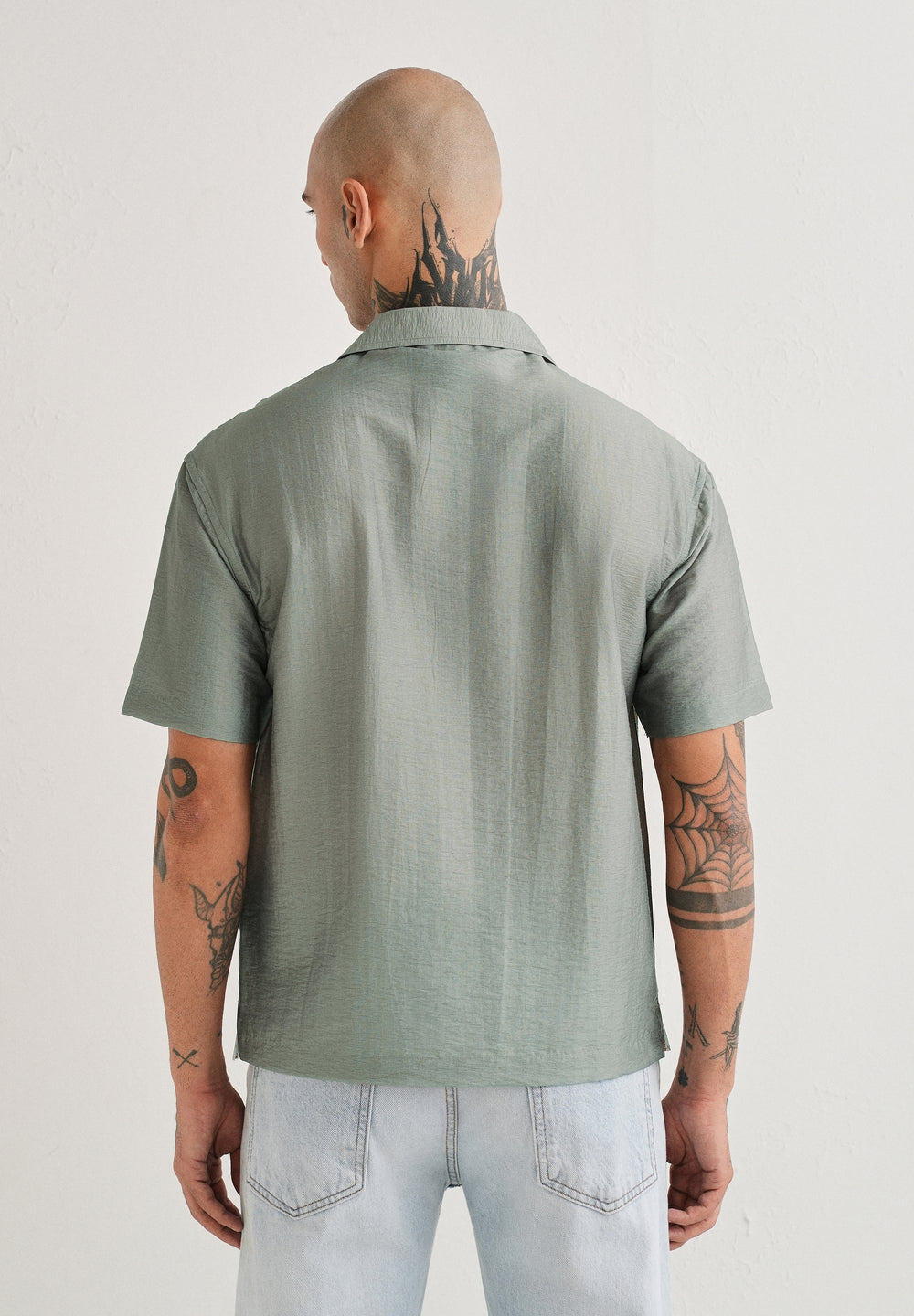 Sage Grey Scenic Placement Print Shirt