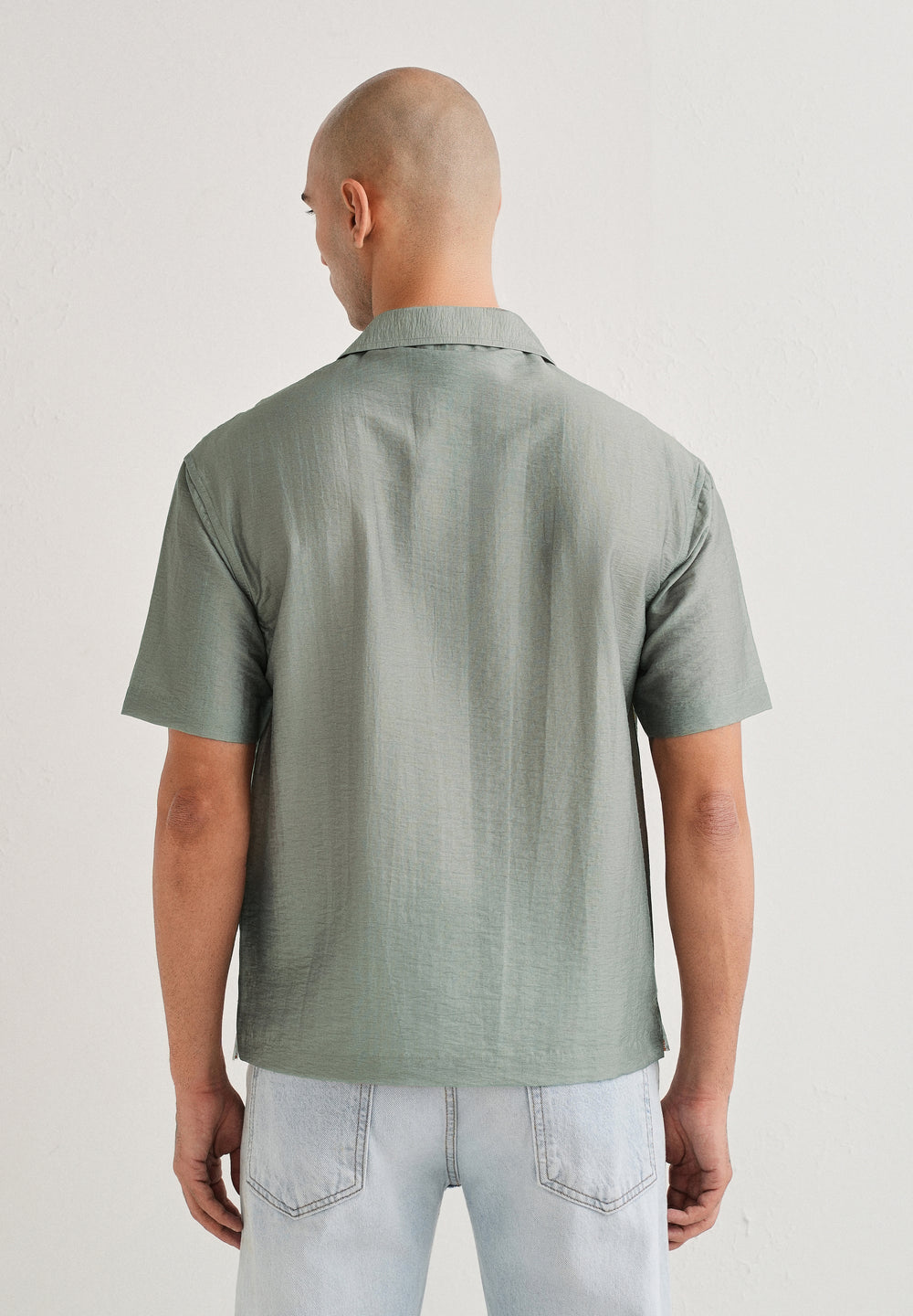 Sage Grey Scenic Placement Print Shirt