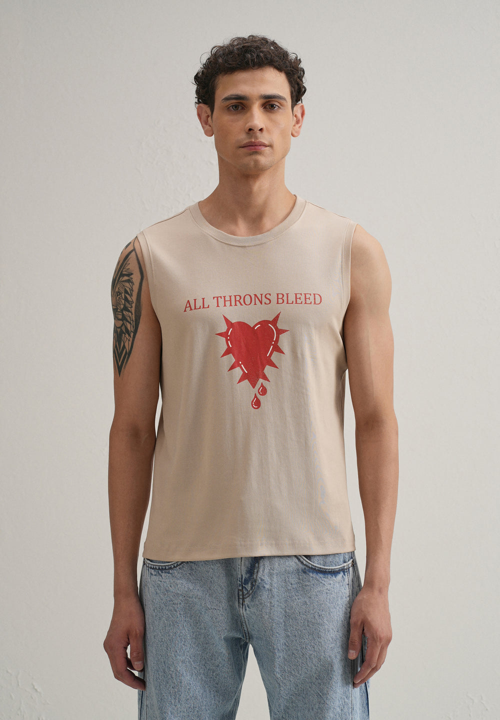 Sand Beige Printed Tank