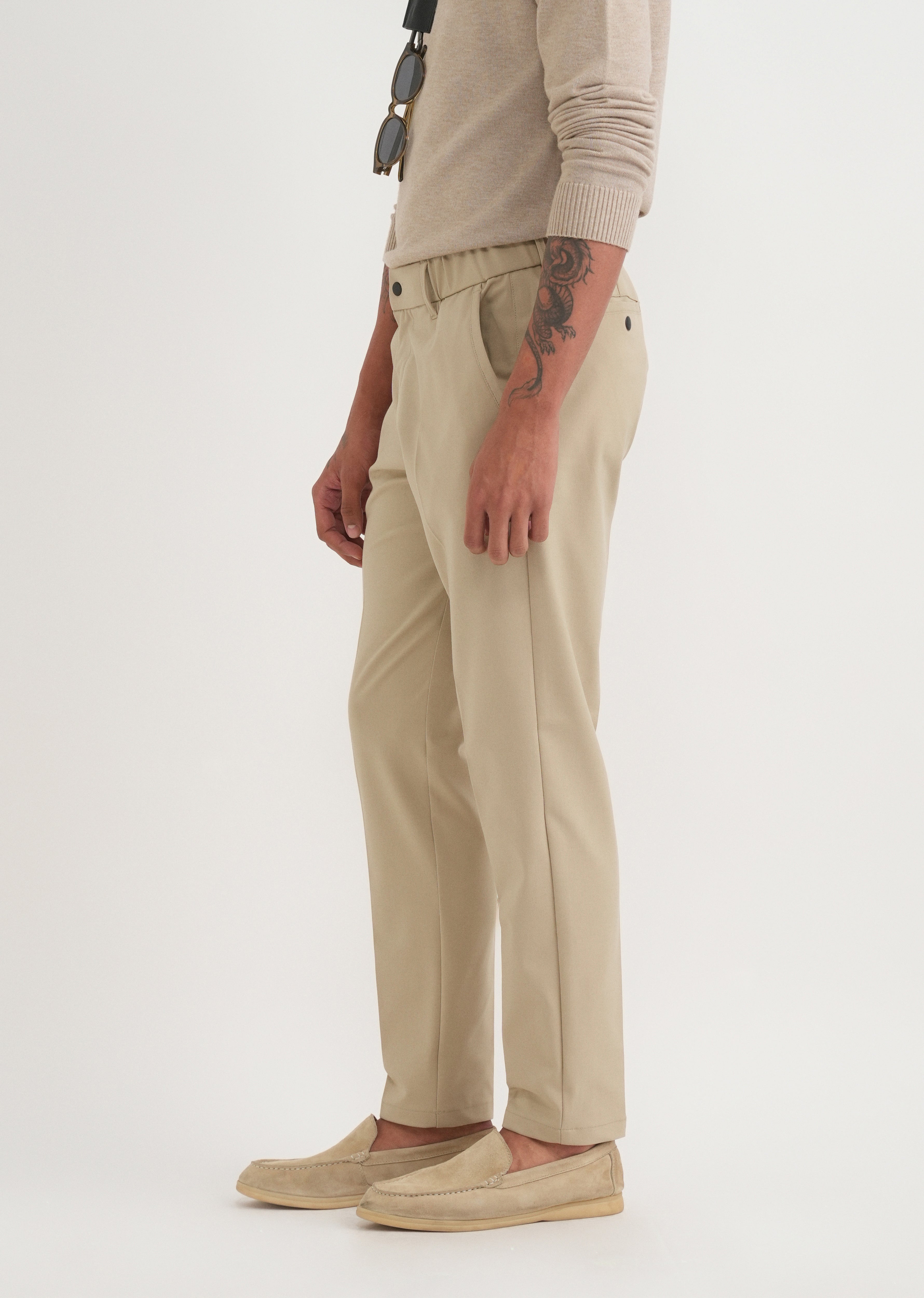 Sand Beige Semi-Elasticated Trouser