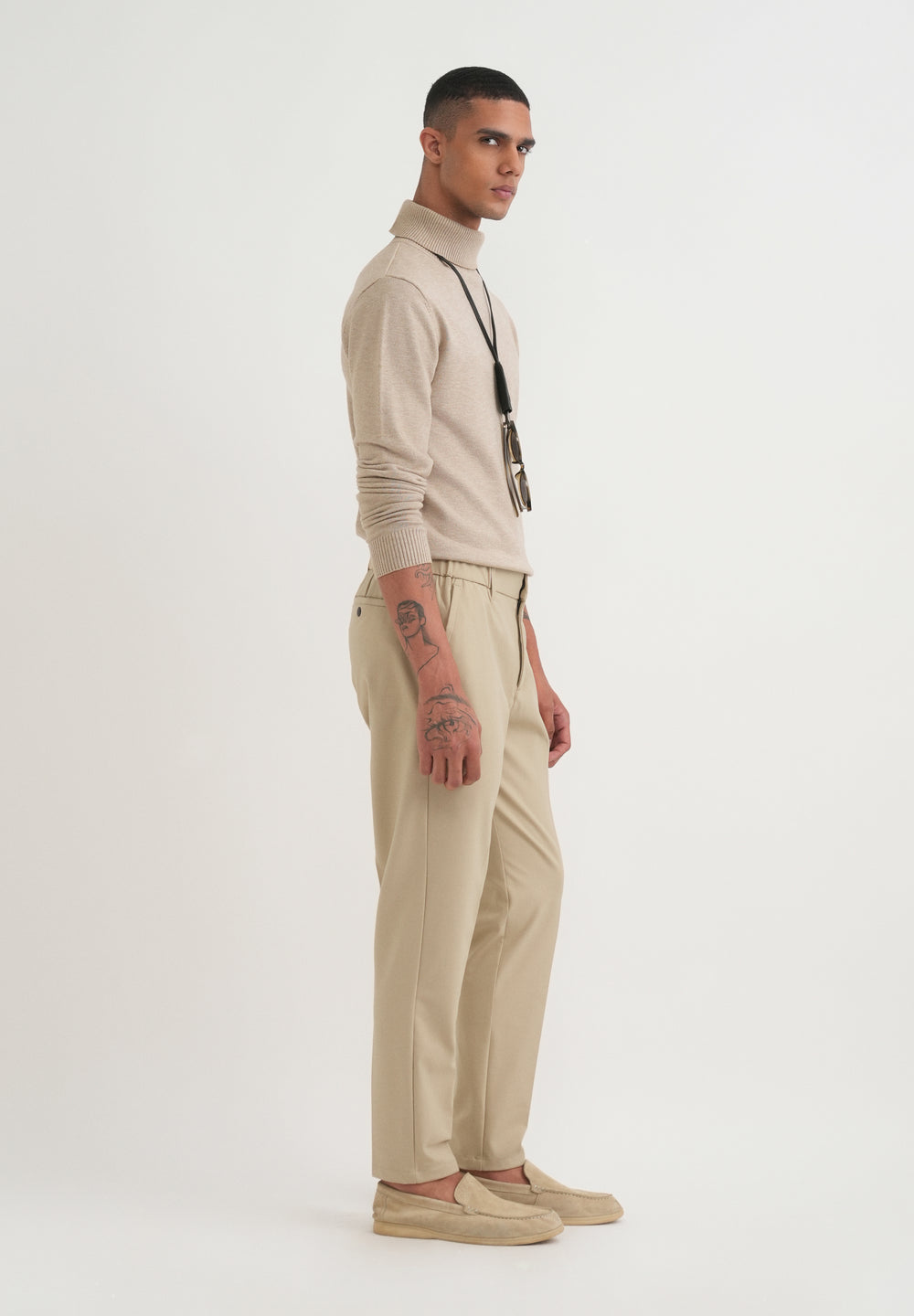 Sand Beige Semi-Elasticated Trouser