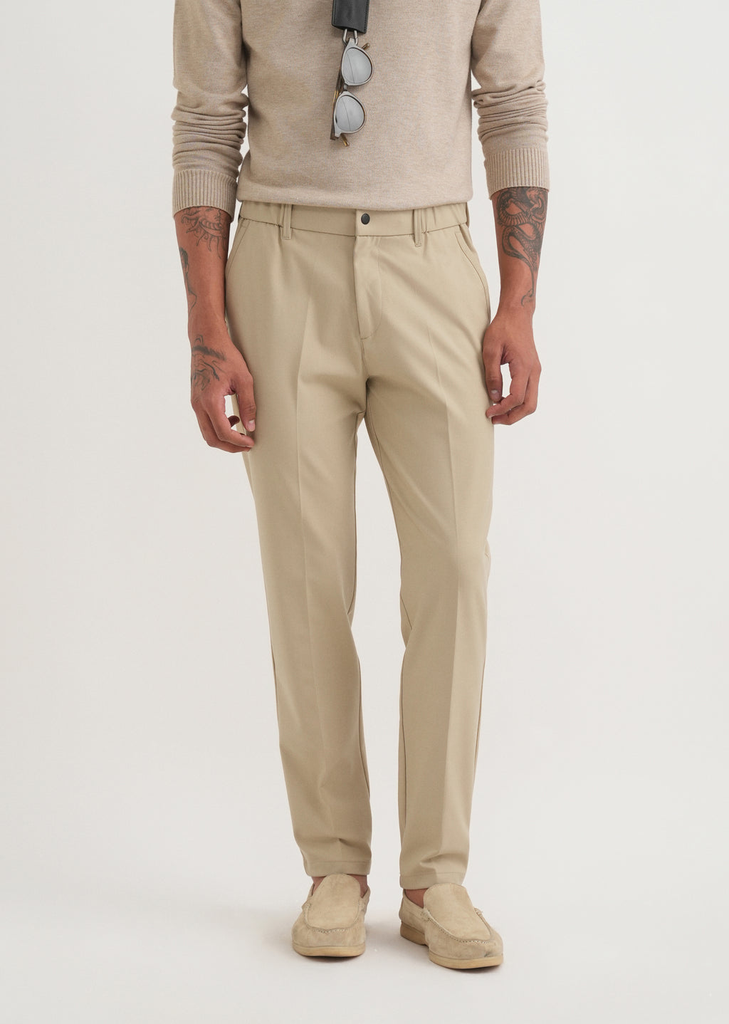 Sand Beige Semi-Elasticated Trouser