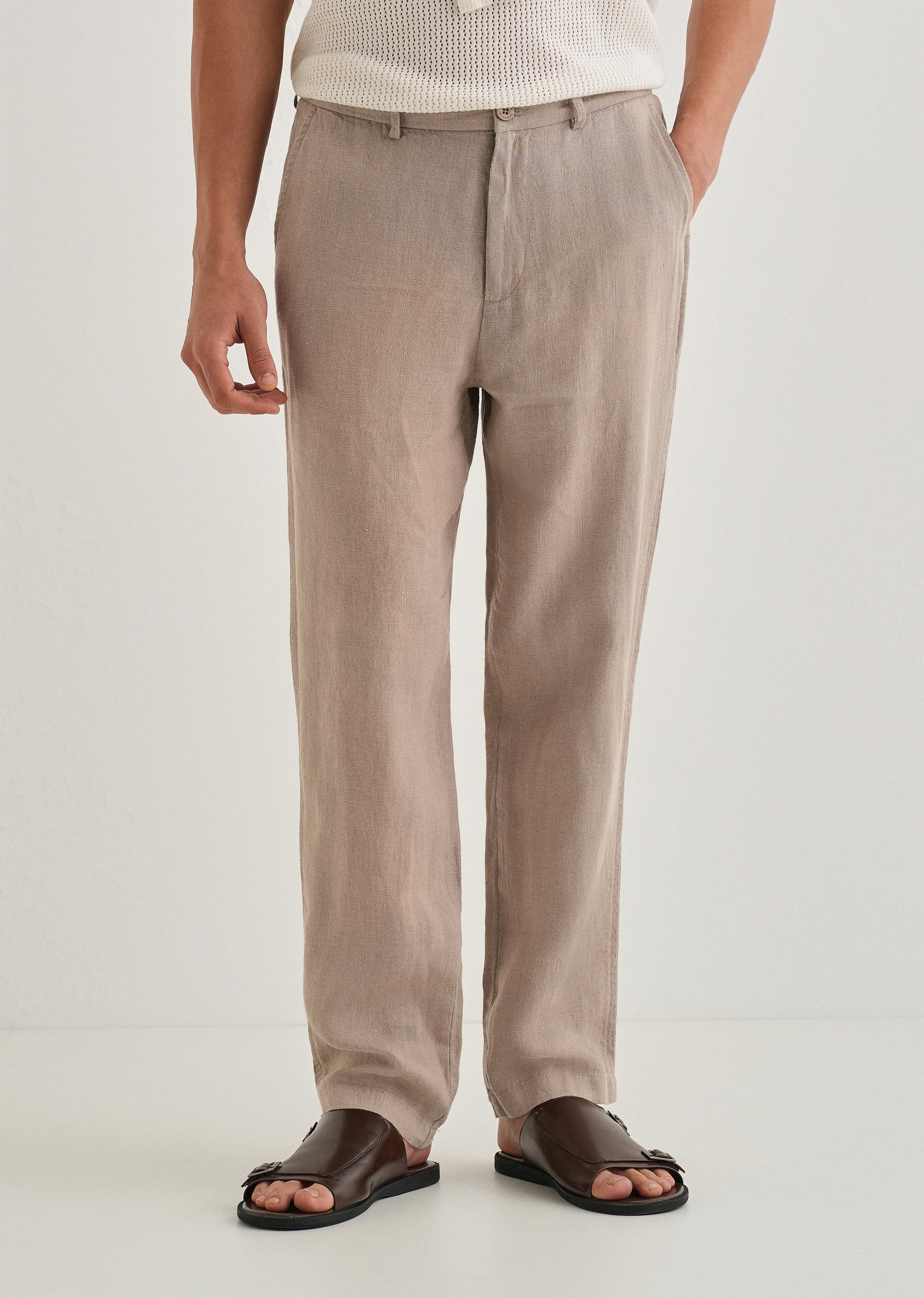 Sand Brown Linen pant