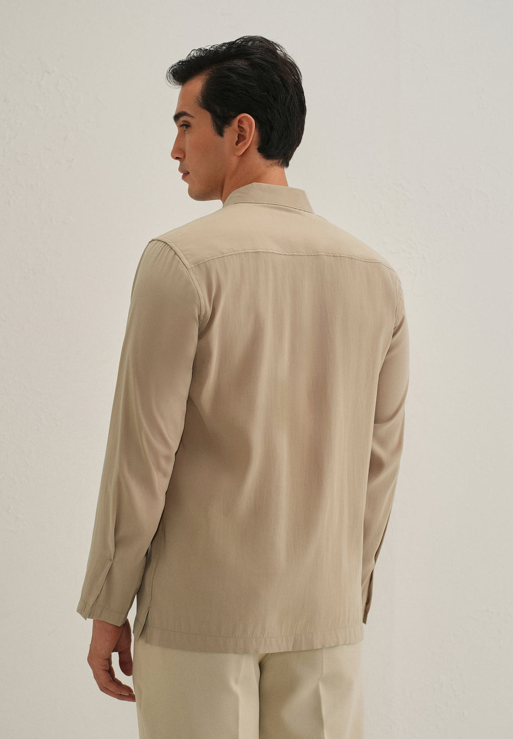 Sand Brown Loop Button-Down Plain Shirt