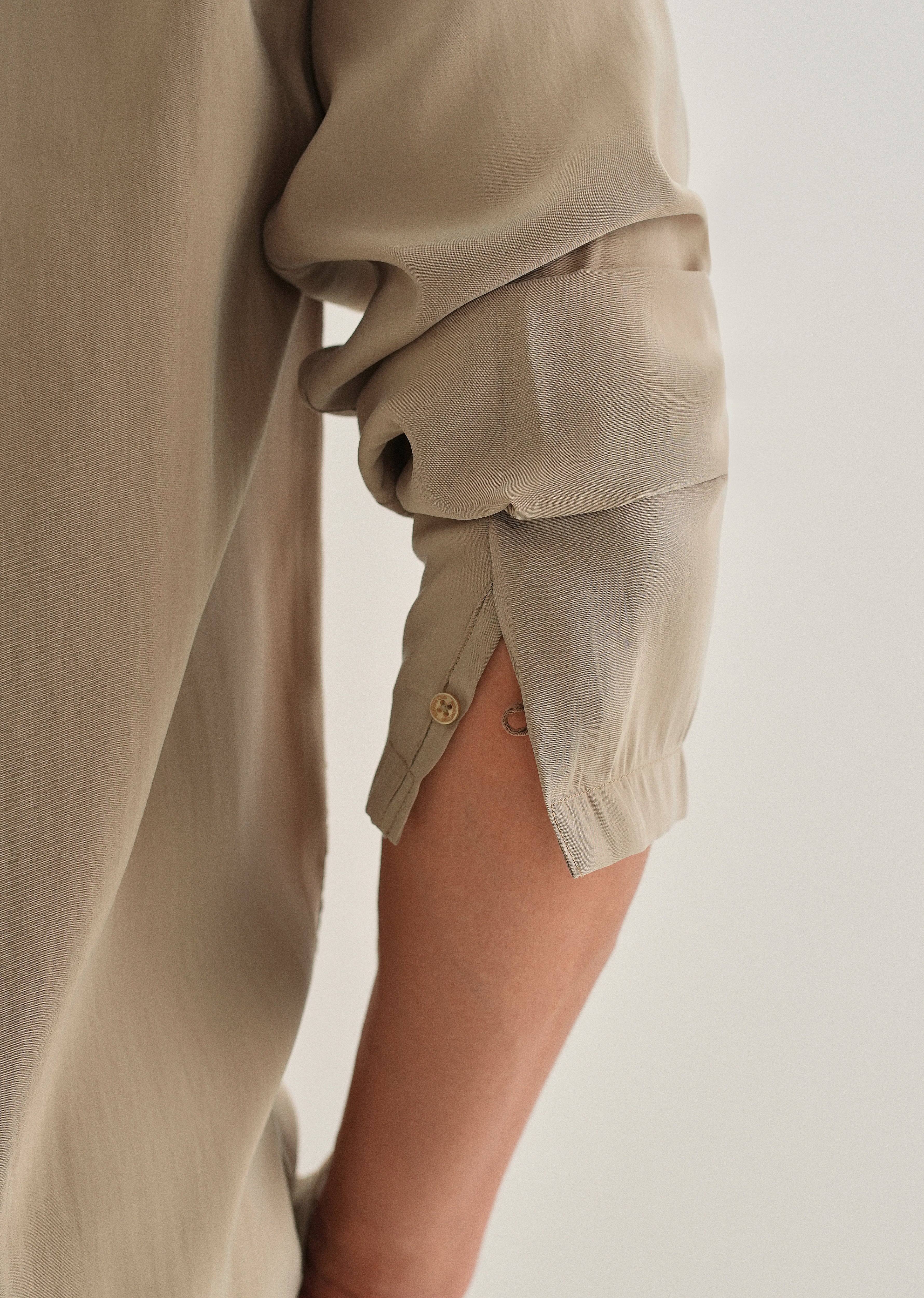 Sand Brown Loop Button-Down Plain Shirt