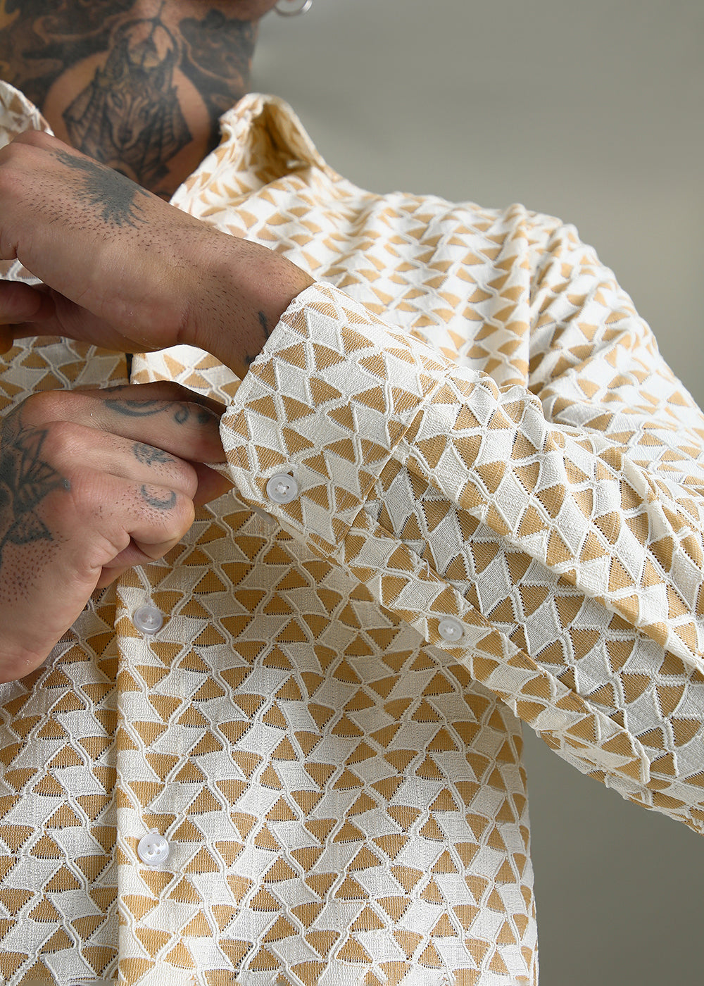 Sand Brown Self Pattern Shirt