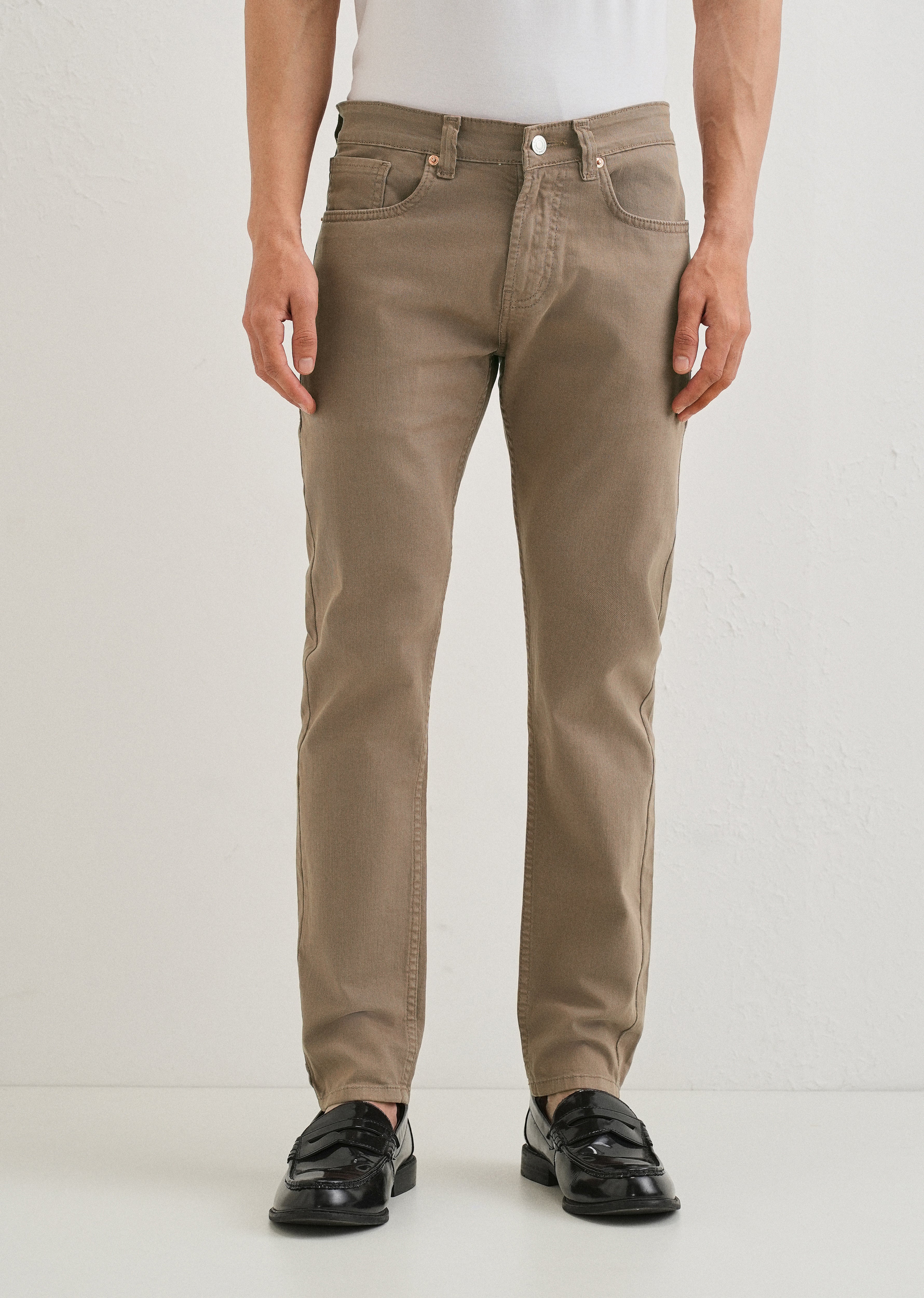 Sand Brown Slim fit Jeans