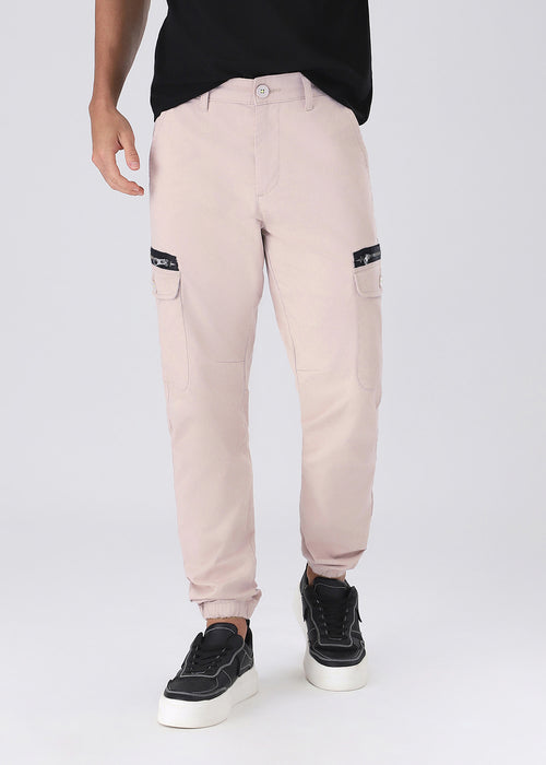 Sand Pink Elasticated Cargo Pant