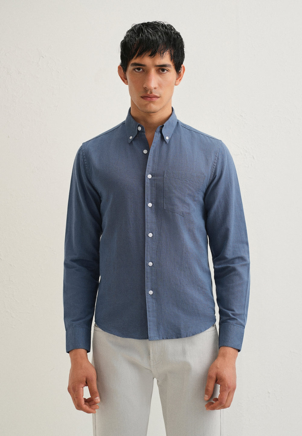 Sapphire Blue Cotton Linen Shirt