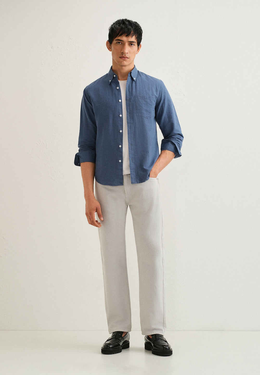 Sapphire Blue Cotton Linen Shirt