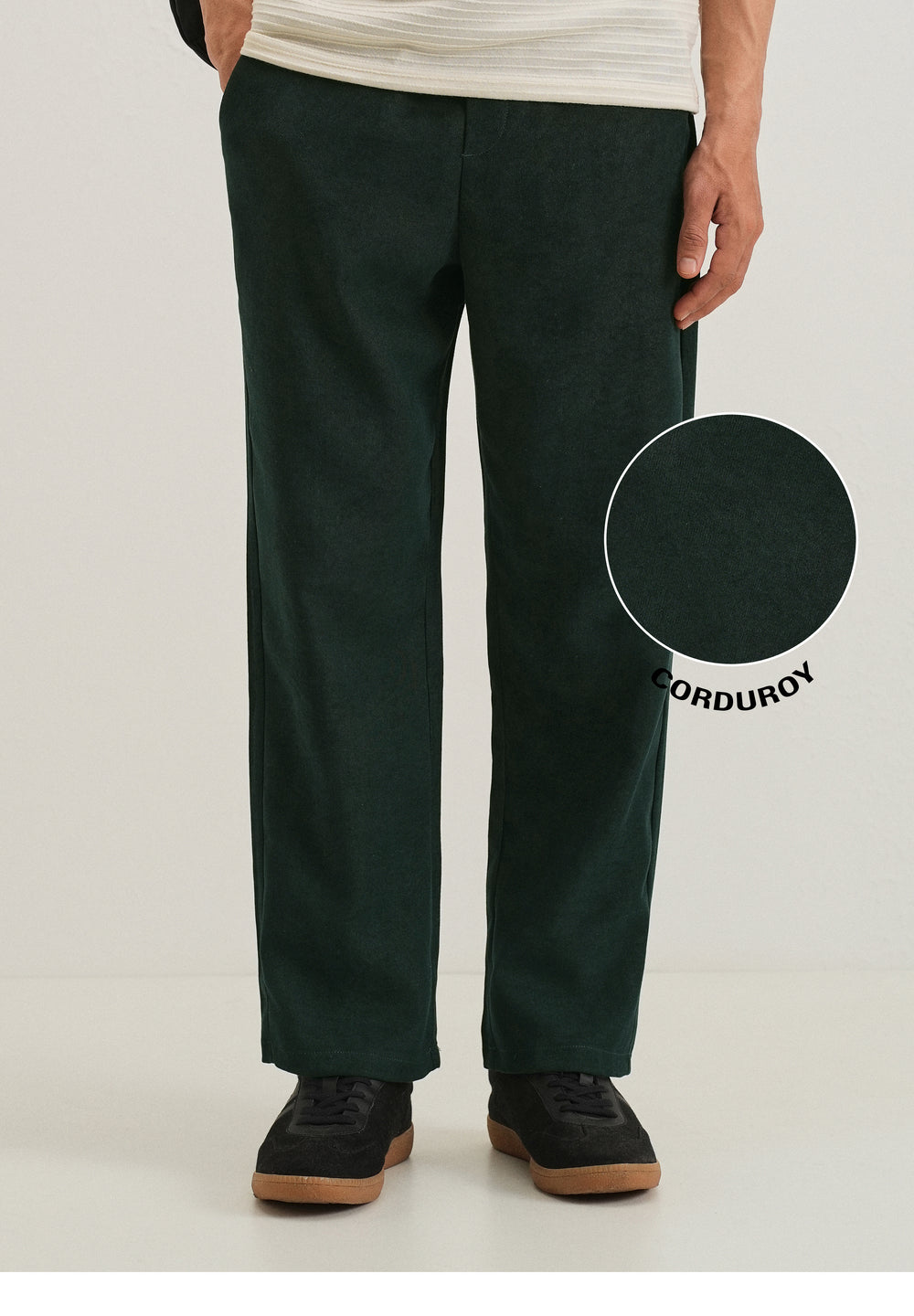 Scarab Green Thin-Corduroy Trousers