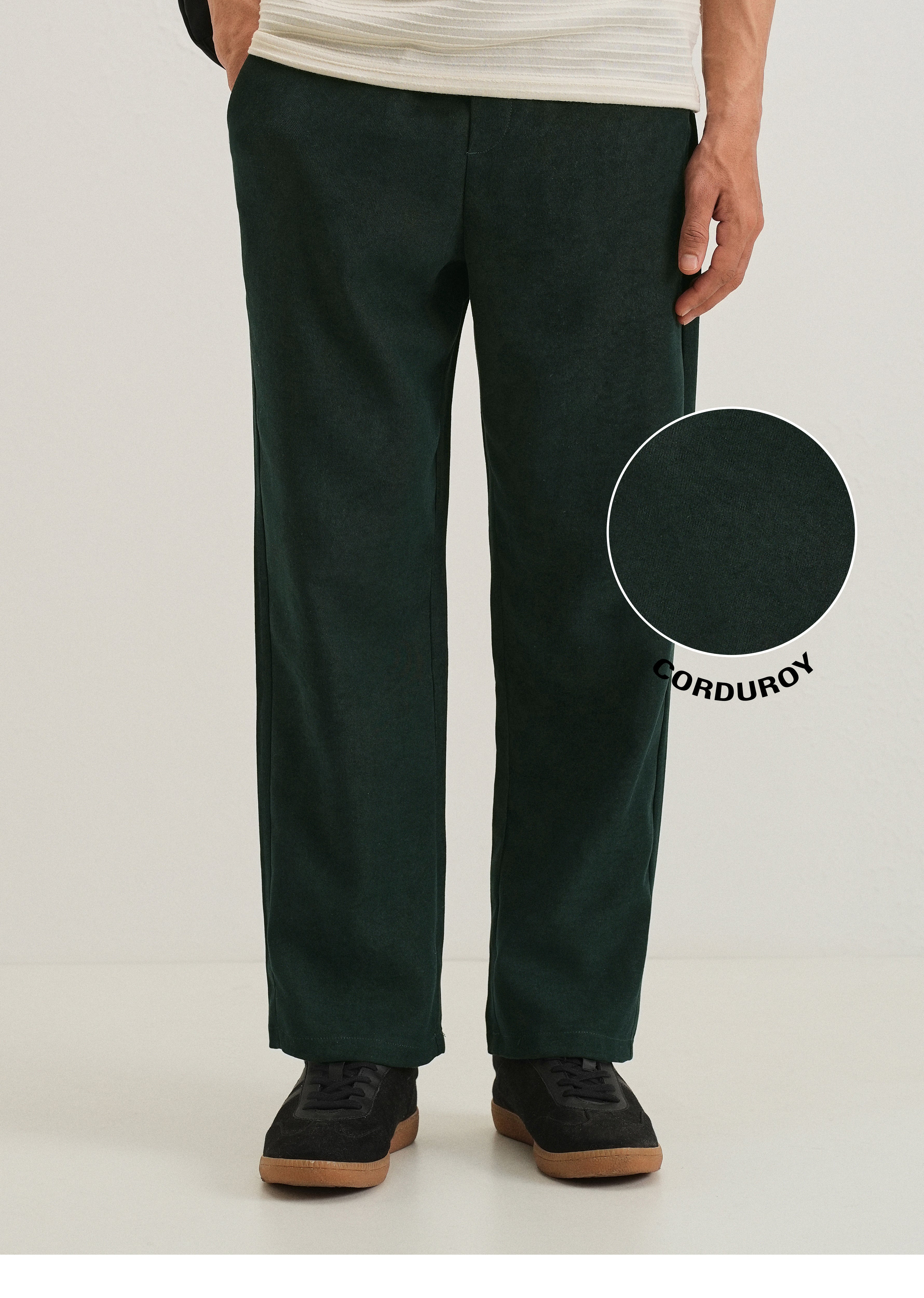 Scarab Green Thin-Corduroy Trousers