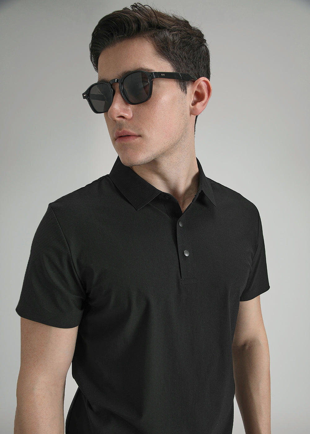 Self Black Stitchless Polo T-shirt