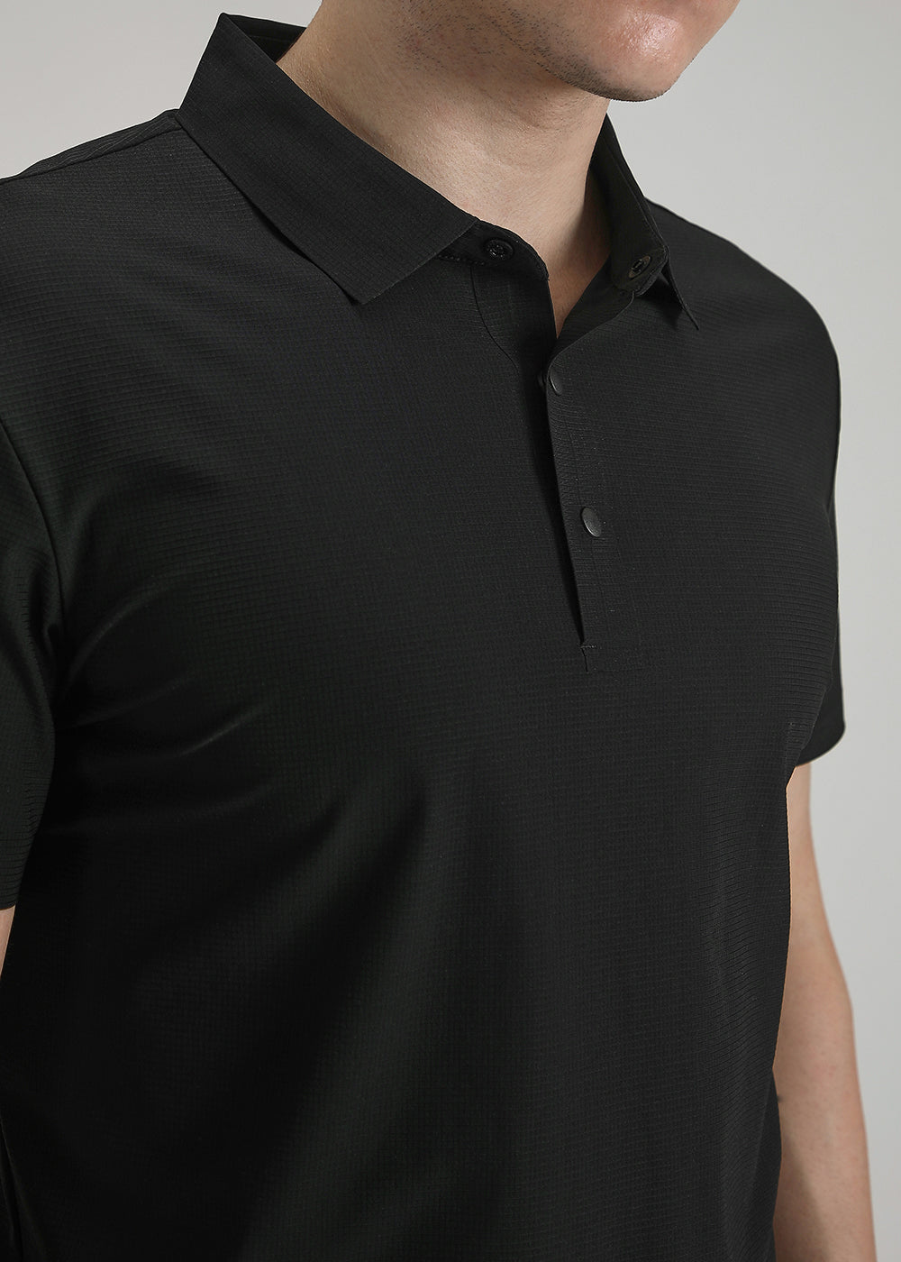 Self Black Stitchless Polo T-shirt