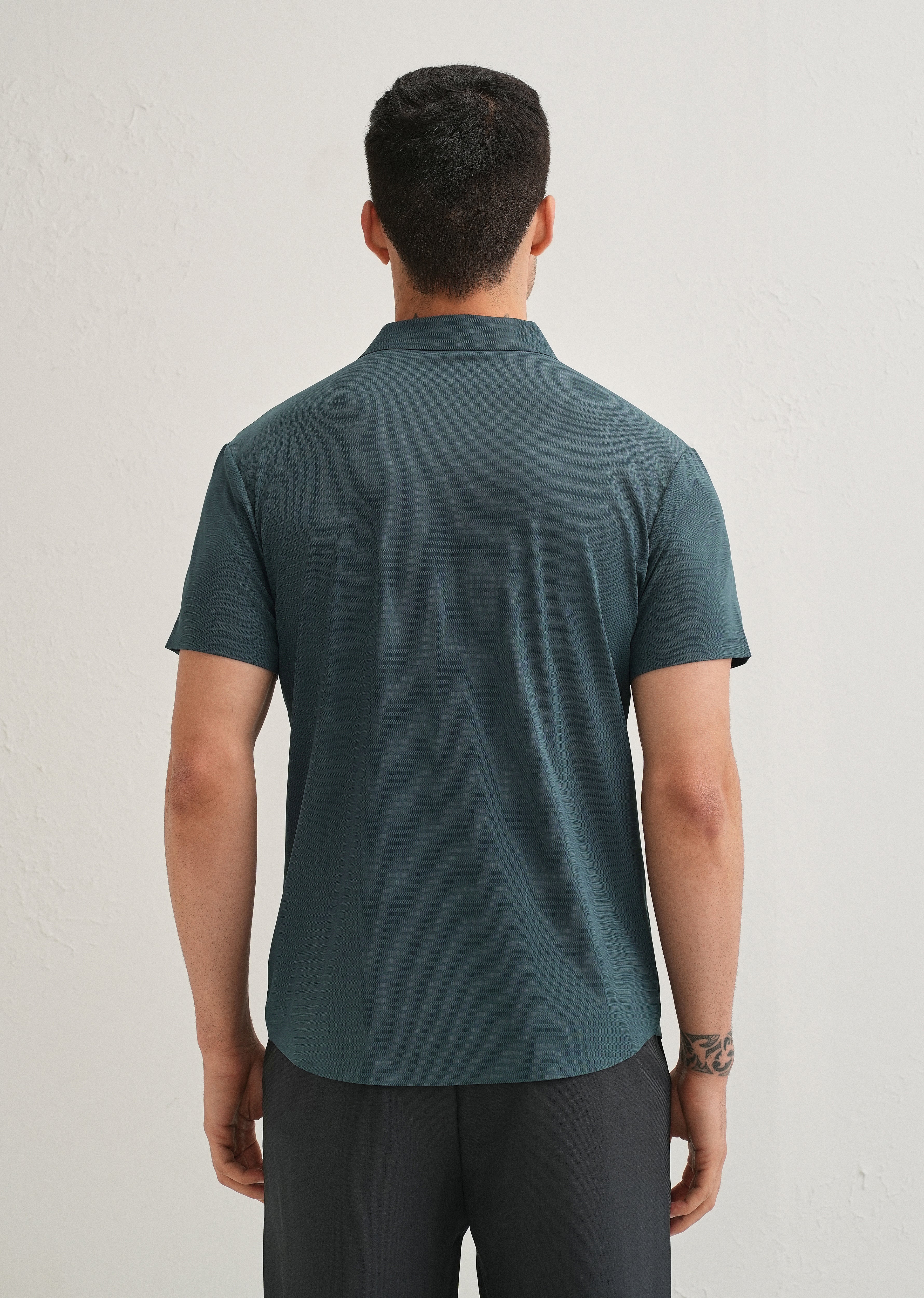 Self Pattern Cyan Stitchless Shirt