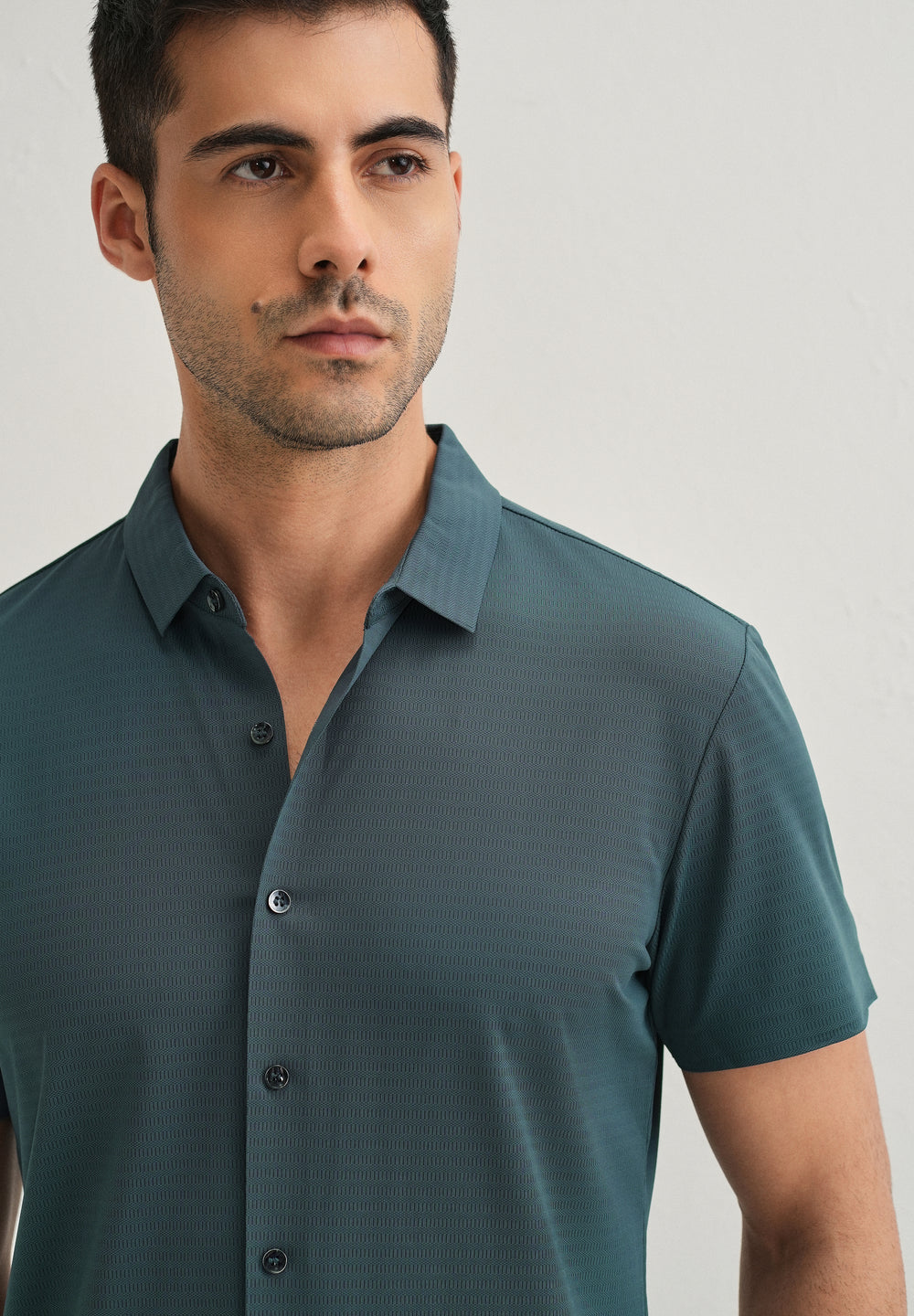 Self Pattern Cyan Stitchless Shirt