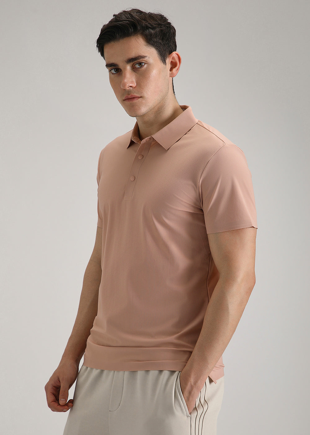 Self Peach Stitchless Polo T-shirt