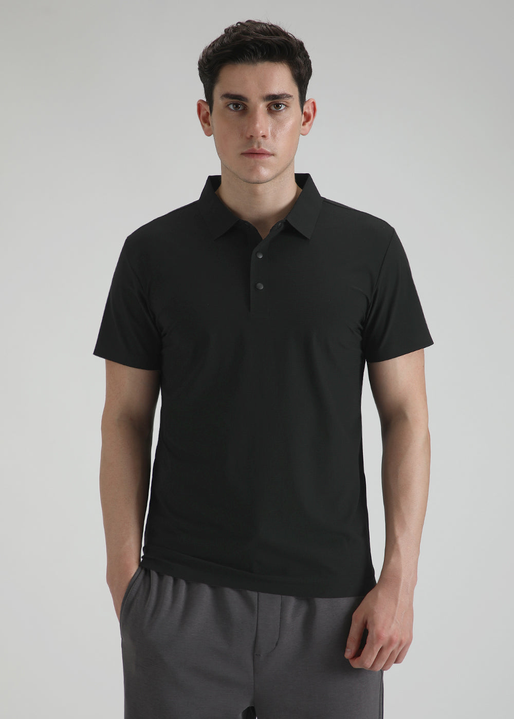 Self Black Stitchless Polo T-shirt