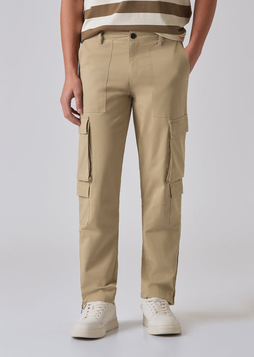 Sepia Brown Zipper Cargo Pant