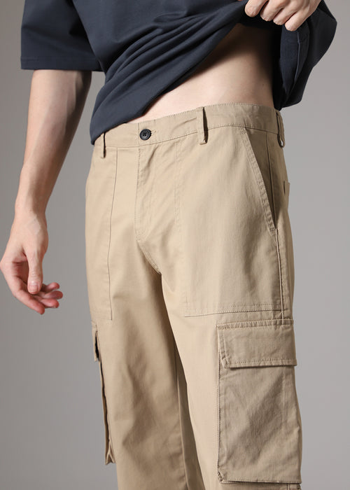 Sepia Brown Zipper Cargo Pant