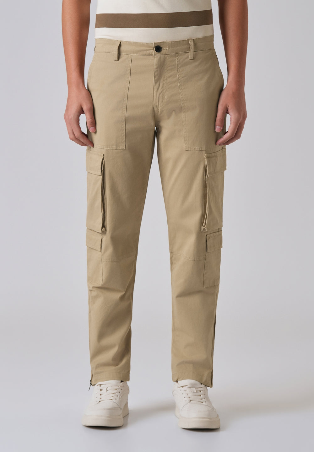 Sepia Brown Zipper Cargo Pant
